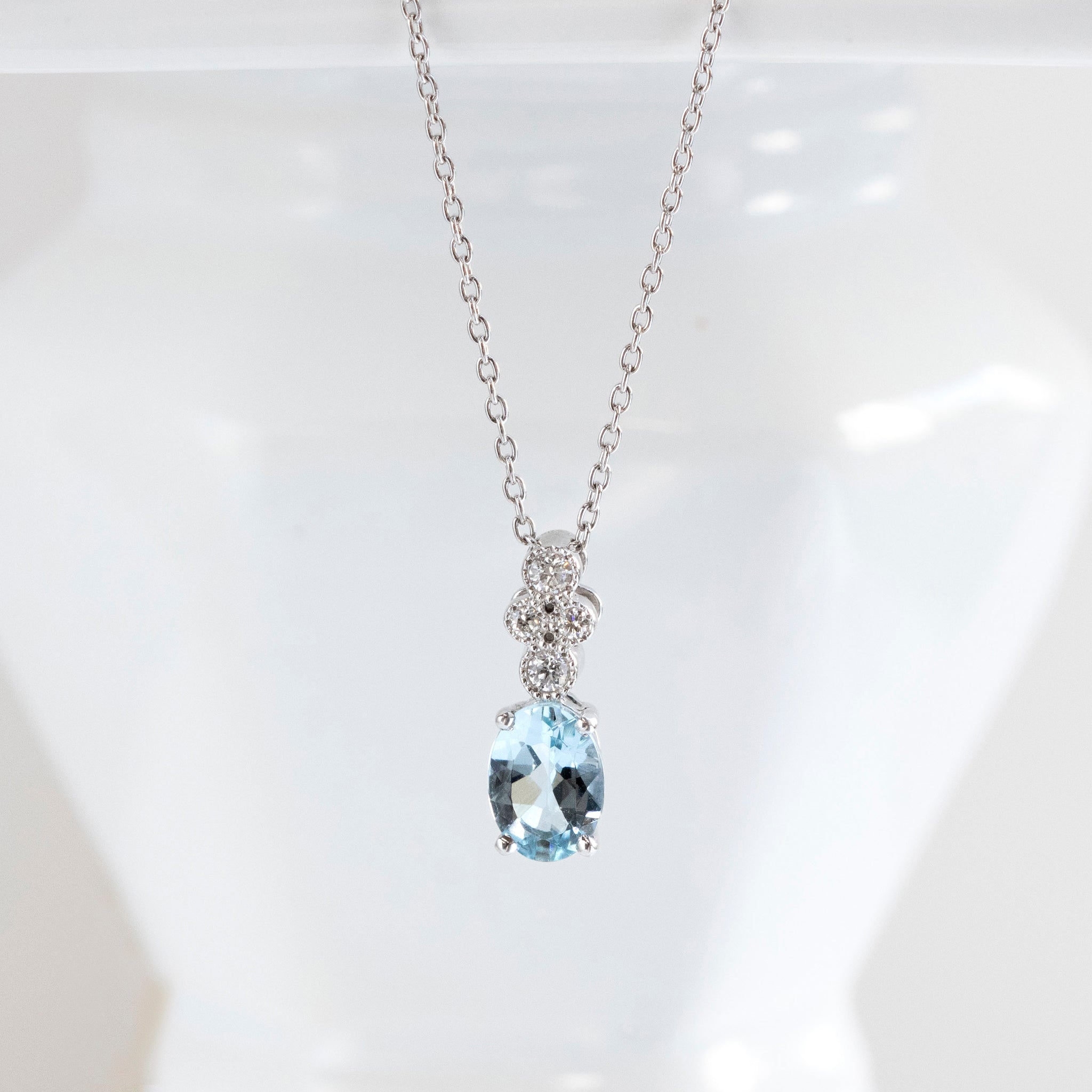 【限定1点】アクアマリン/ダイヤモンド プラチナネックレス(3月誕生石)《25T10139》