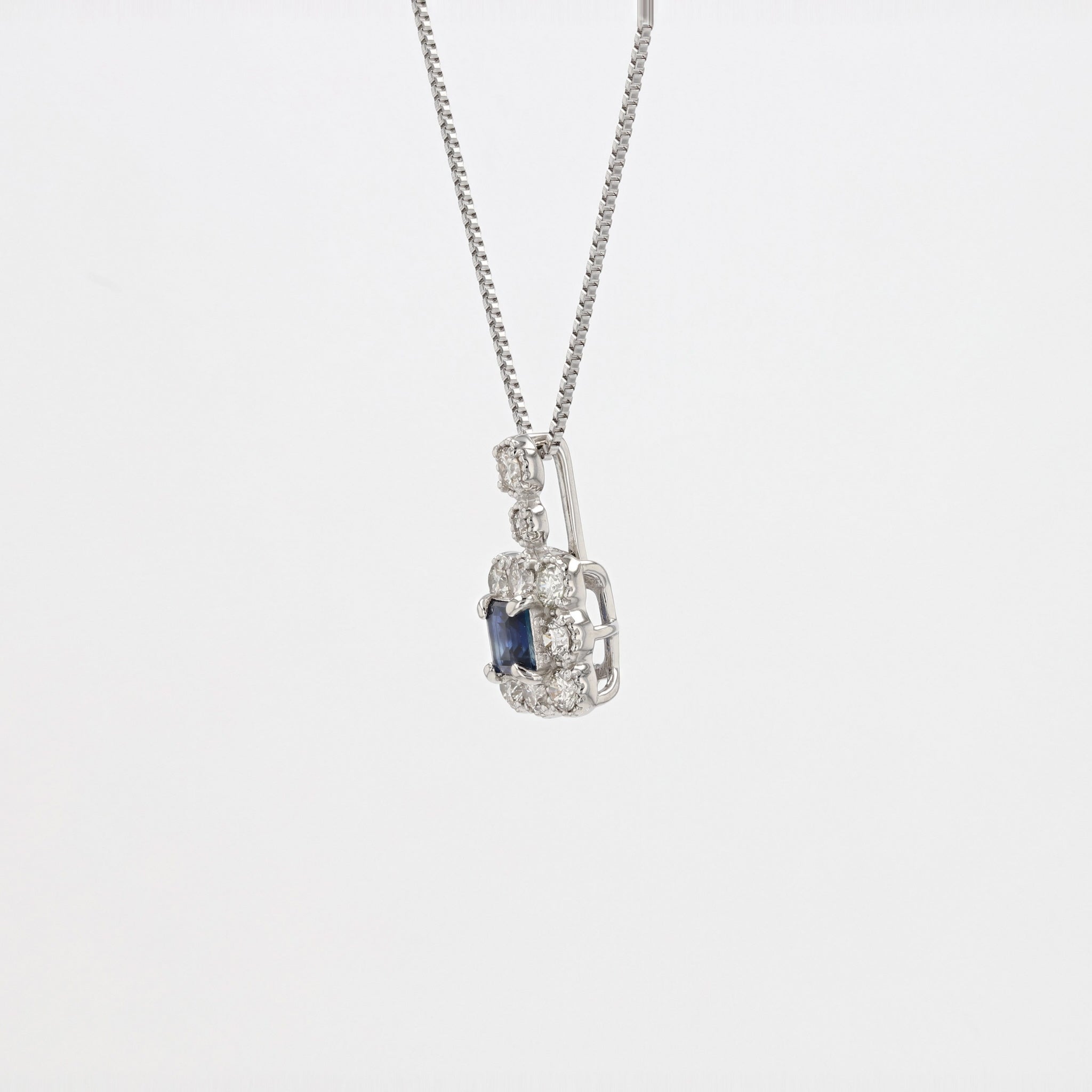 【限定1点】サファイア/ダイヤモンド プラチナネックレス(スクエアカット/9月誕生石)《25T10140》