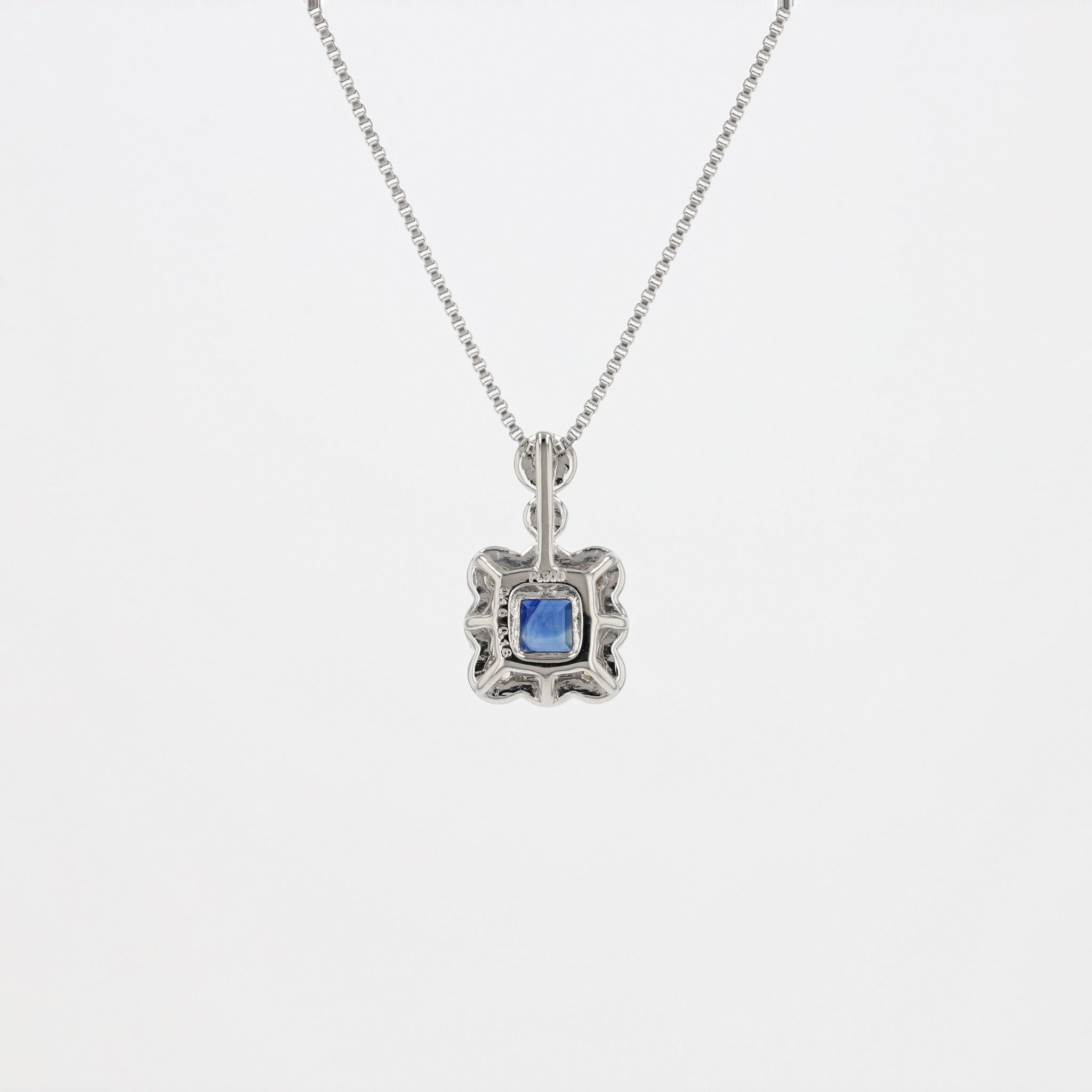【限定1点】サファイア/ダイヤモンド プラチナネックレス(スクエアカット/9月誕生石)《25T10140》