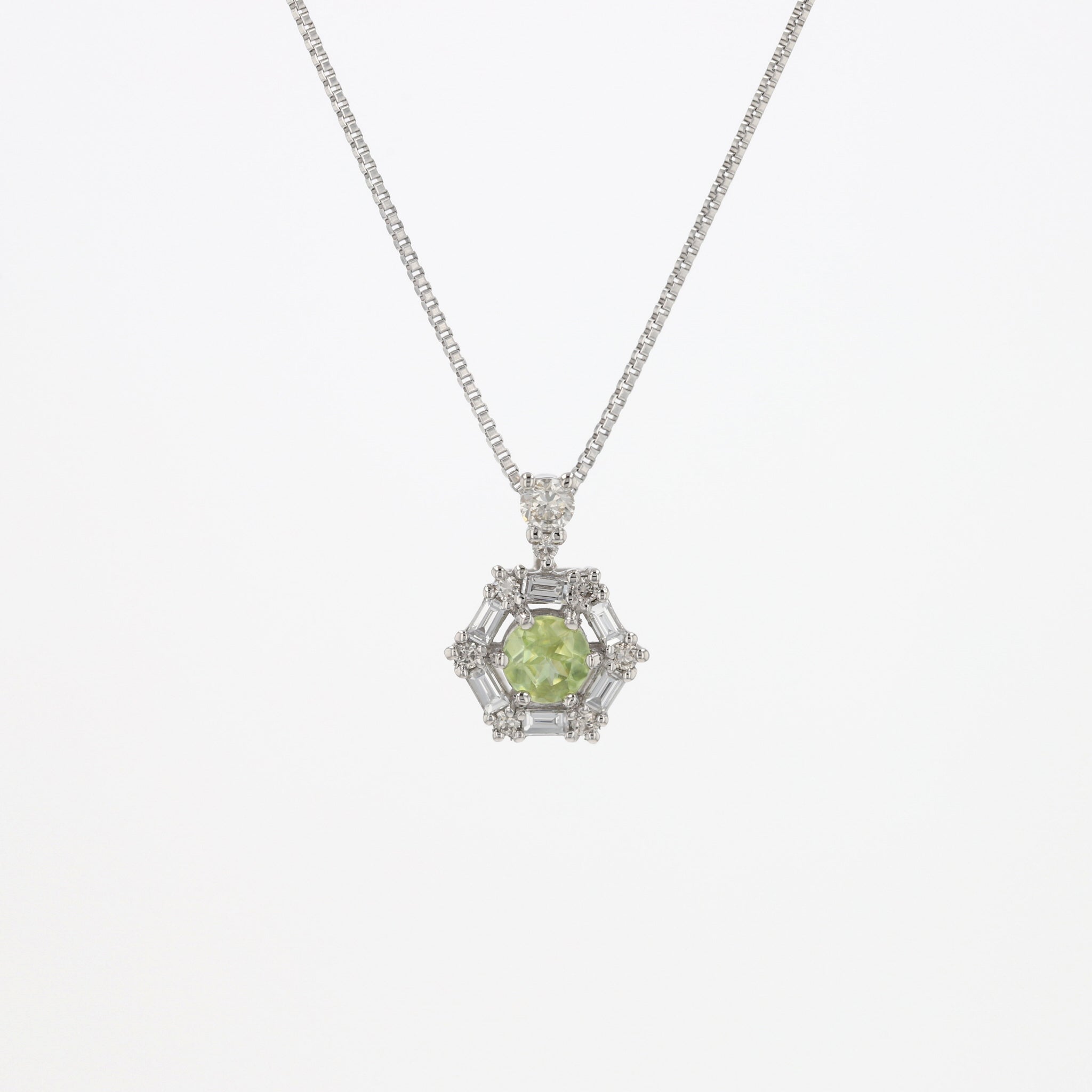 【限定1点】スフェーン/ダイヤモンド プラチナネックレス(8月誕生石)《25T10143》