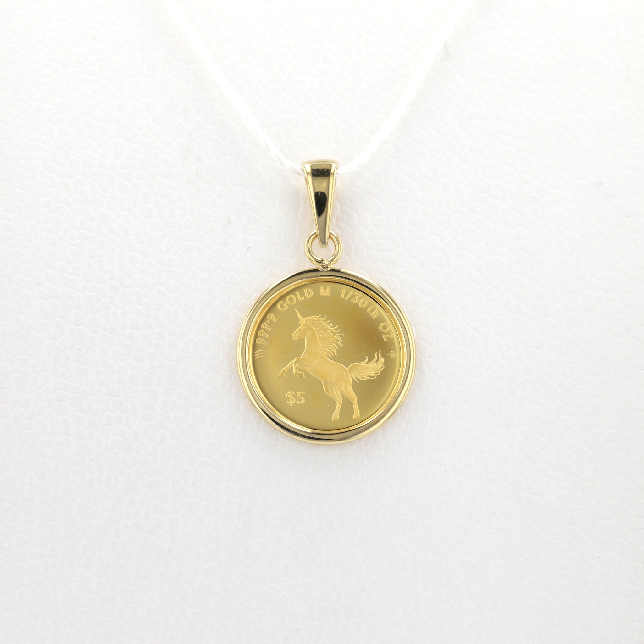 【限定1点】K24/K18 ペンダントトップ(純金/コイン/ユニコーンモチーフ/1/30oz)《25T10144》