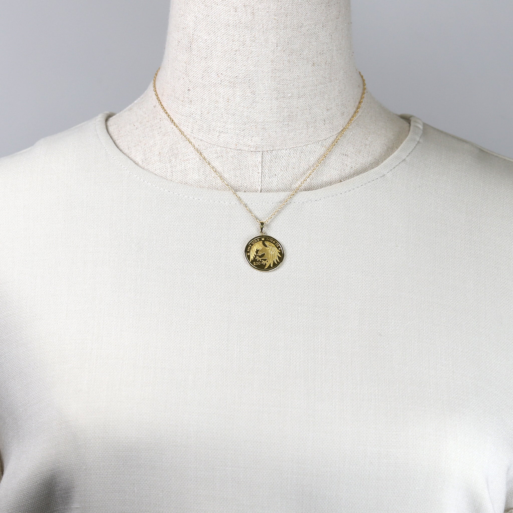 【限定7点】K24/K18 ペンダントトップ(純金/コイン/イーグルモチーフ/1/10oz)《25T10145》