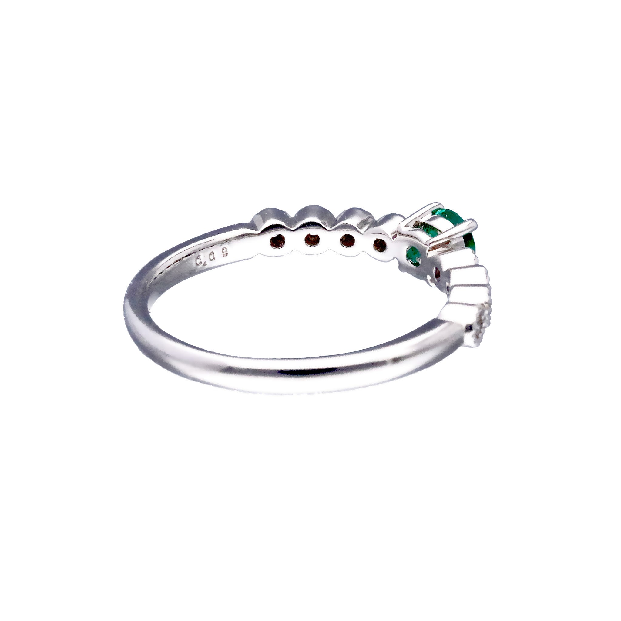 エメラルド/ダイヤモンド プラチナリング(ミル打ち風/5月誕生石)《25T10146》