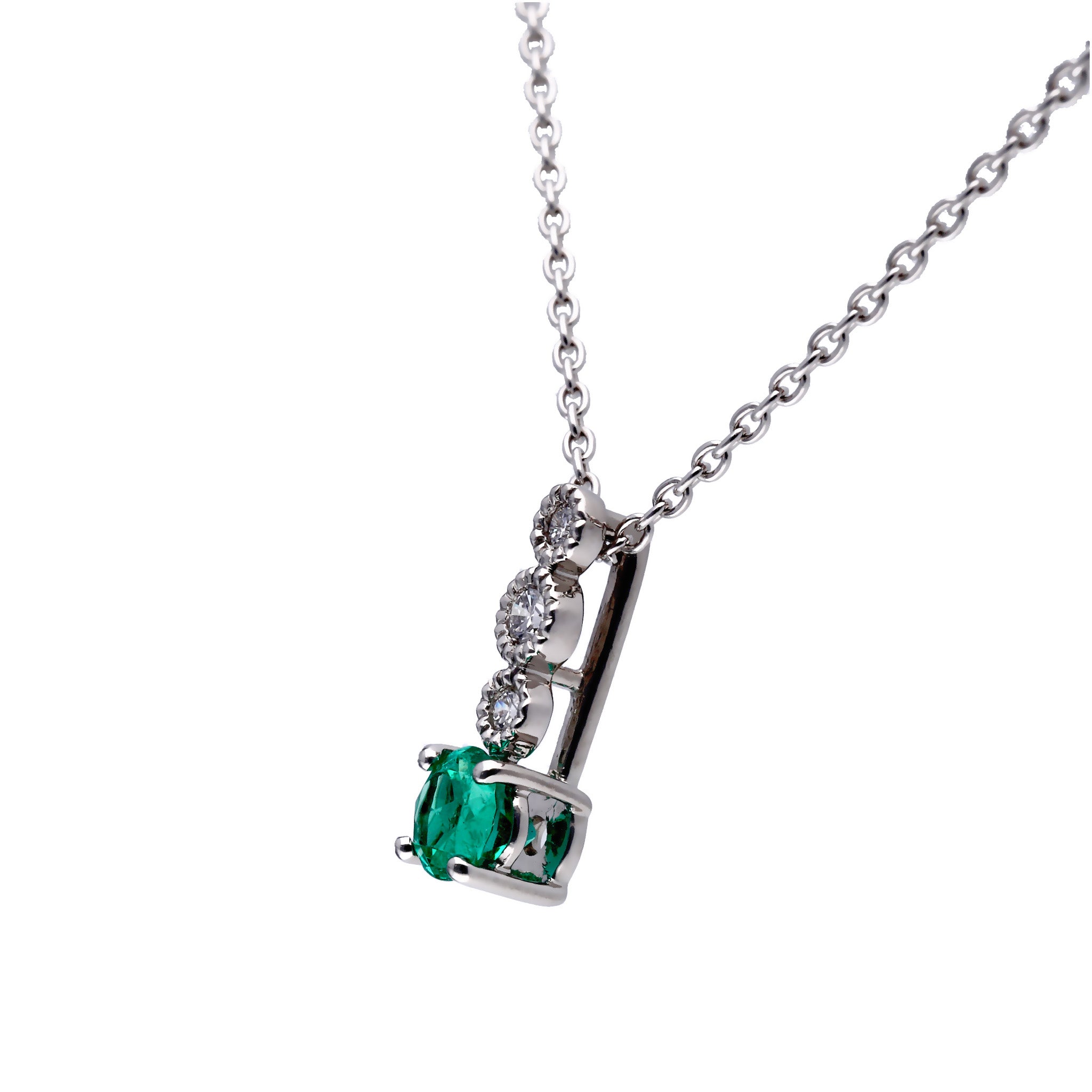 エメラルド/ダイヤモンド プラチナネックレス(ミル打ち風/5月誕生石)《25T10147》