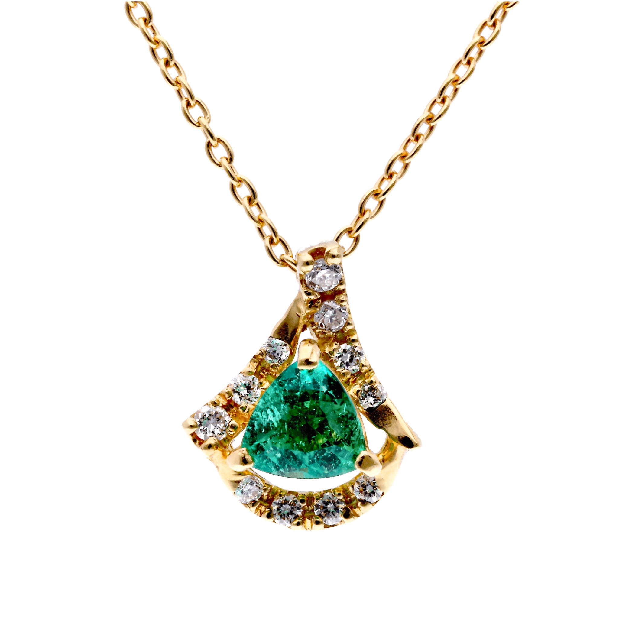 エメラルド/ダイヤモンド K18ネックレス(5月誕生石)《25T10148》