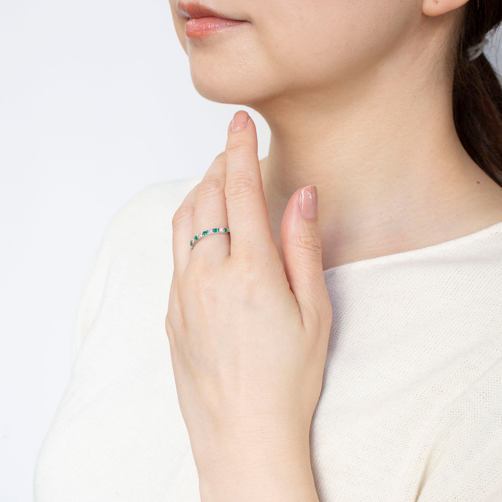 エメラルド/ダイヤモンド K18リング(プリンセスカット/5月誕生石)《25T10150》