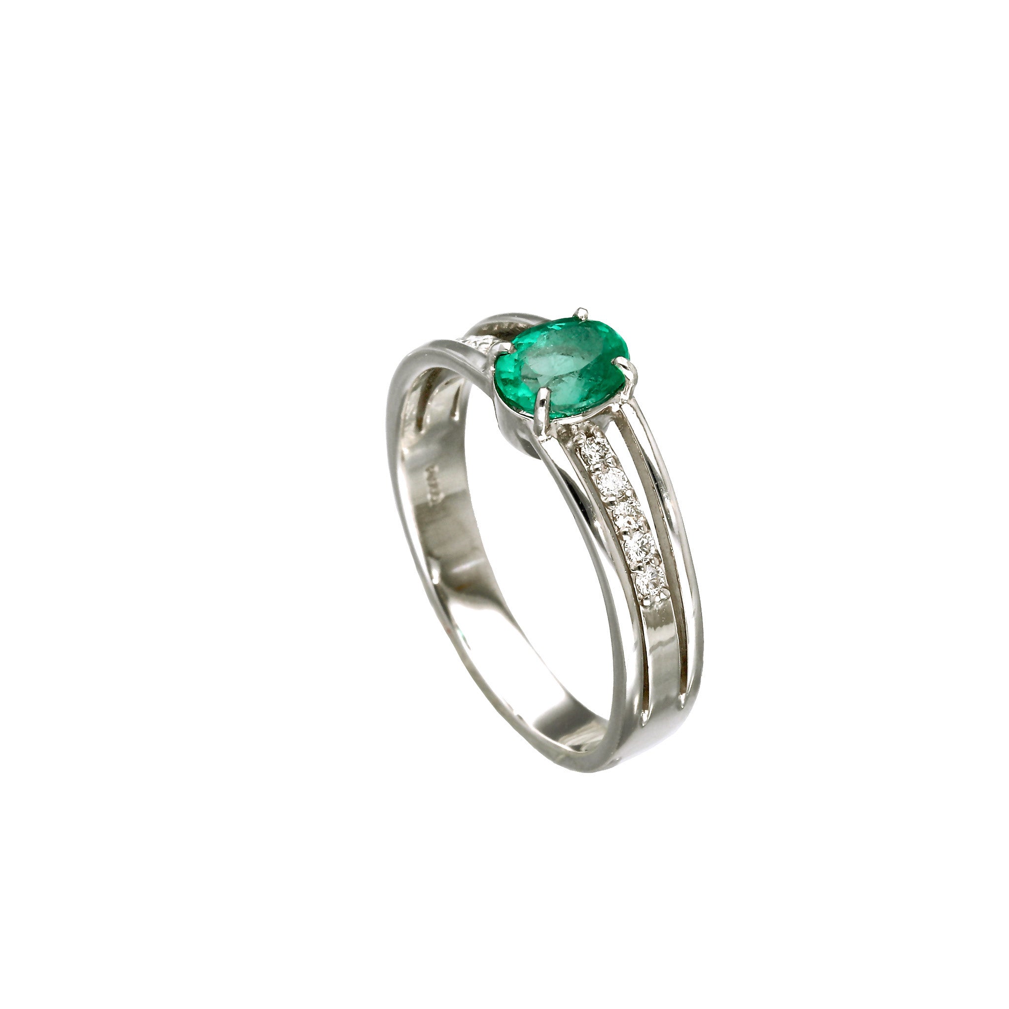 エメラルド/ダイヤモンド プラチナリング(0.57カラット/5月誕生石/鑑別書付)《25T10151》