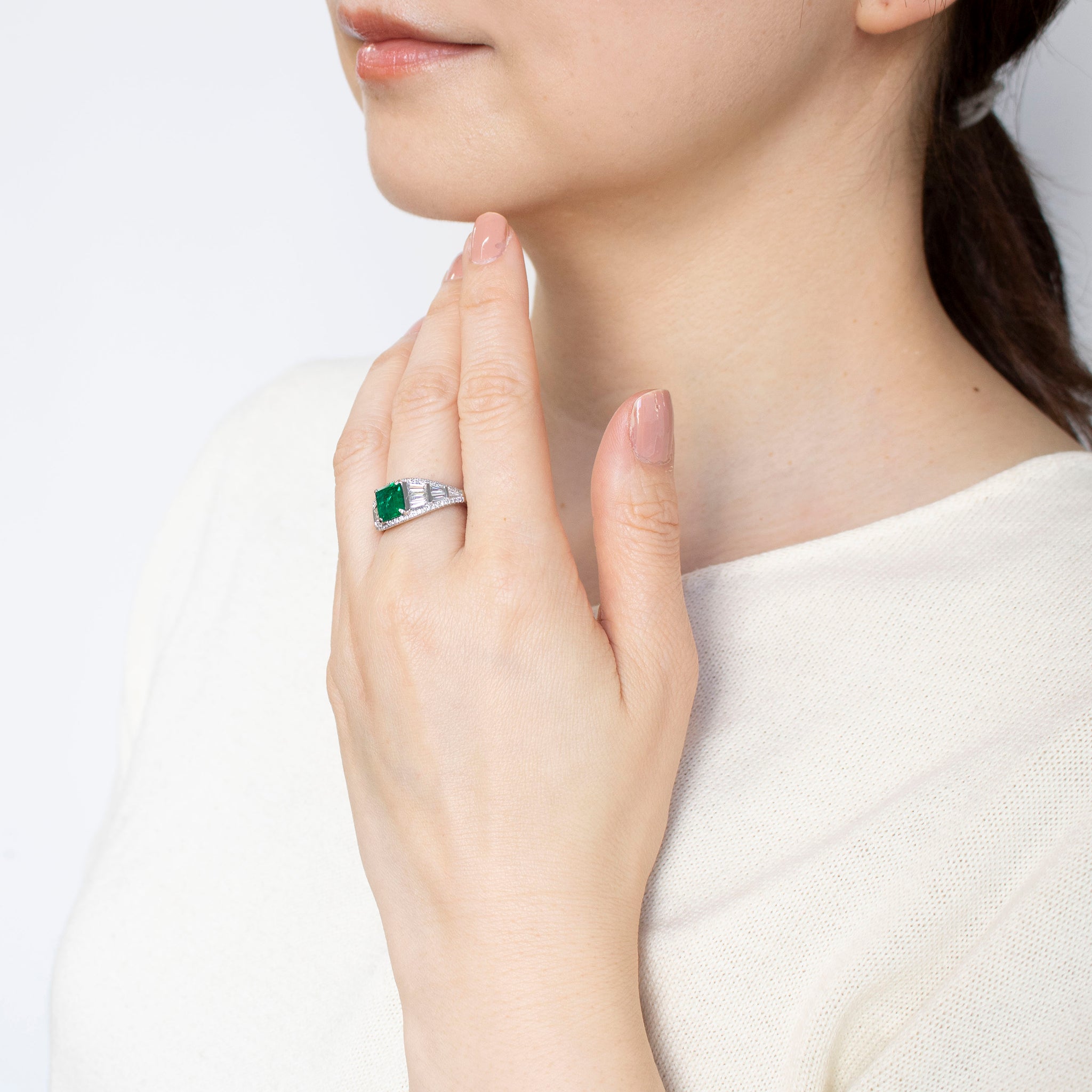 【限定1点】エメラルド/ダイヤモンド プラチナリング(1.16カラット/5月誕生石/鑑別書付)《25T10152》