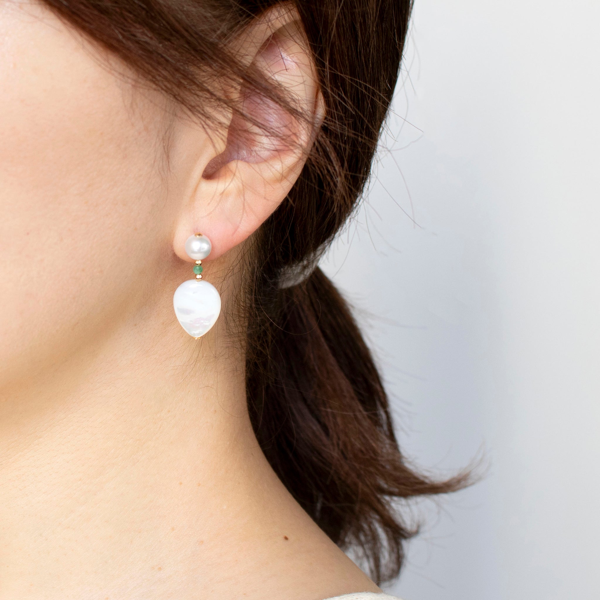 【限定7点】シェル/パール K18ピアス(アコヤ真珠)《25T10153》