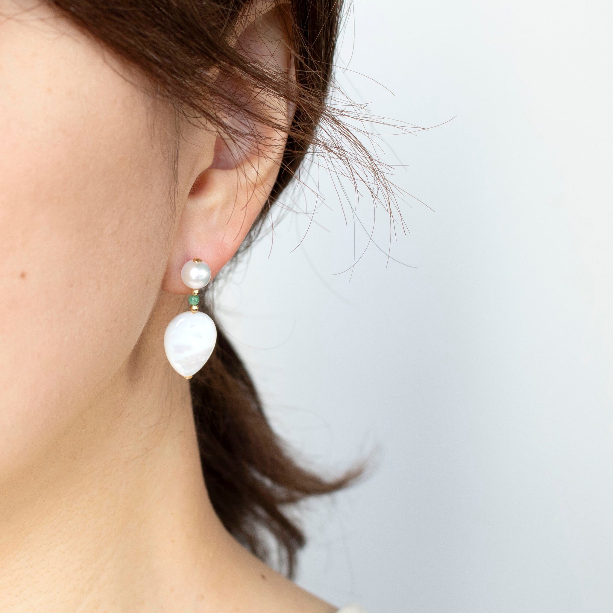 【限定7点】シェル/パール K18ピアス(アコヤ真珠)《25T10153》