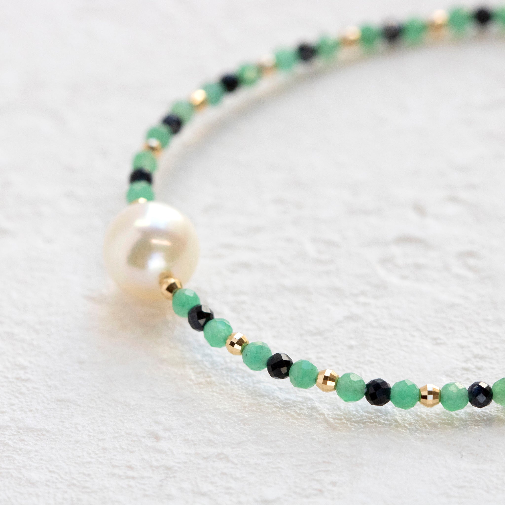 【限定10点】パール/エメラルド/サファイア K18ブレスレット(アコヤ真珠/8mm)《25T10155》