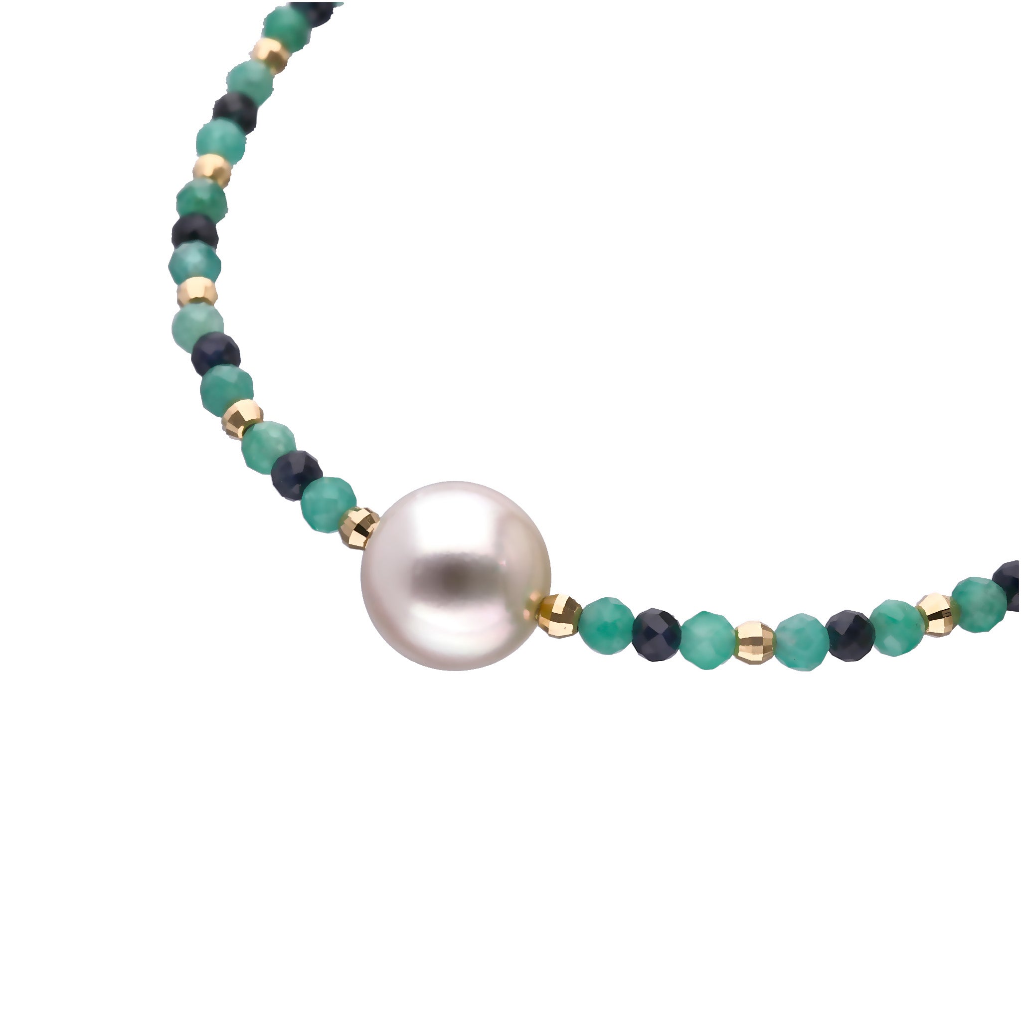 【限定10点】パール/エメラルド/サファイア K18ブレスレット(アコヤ真珠/8mm)《25T10155》
