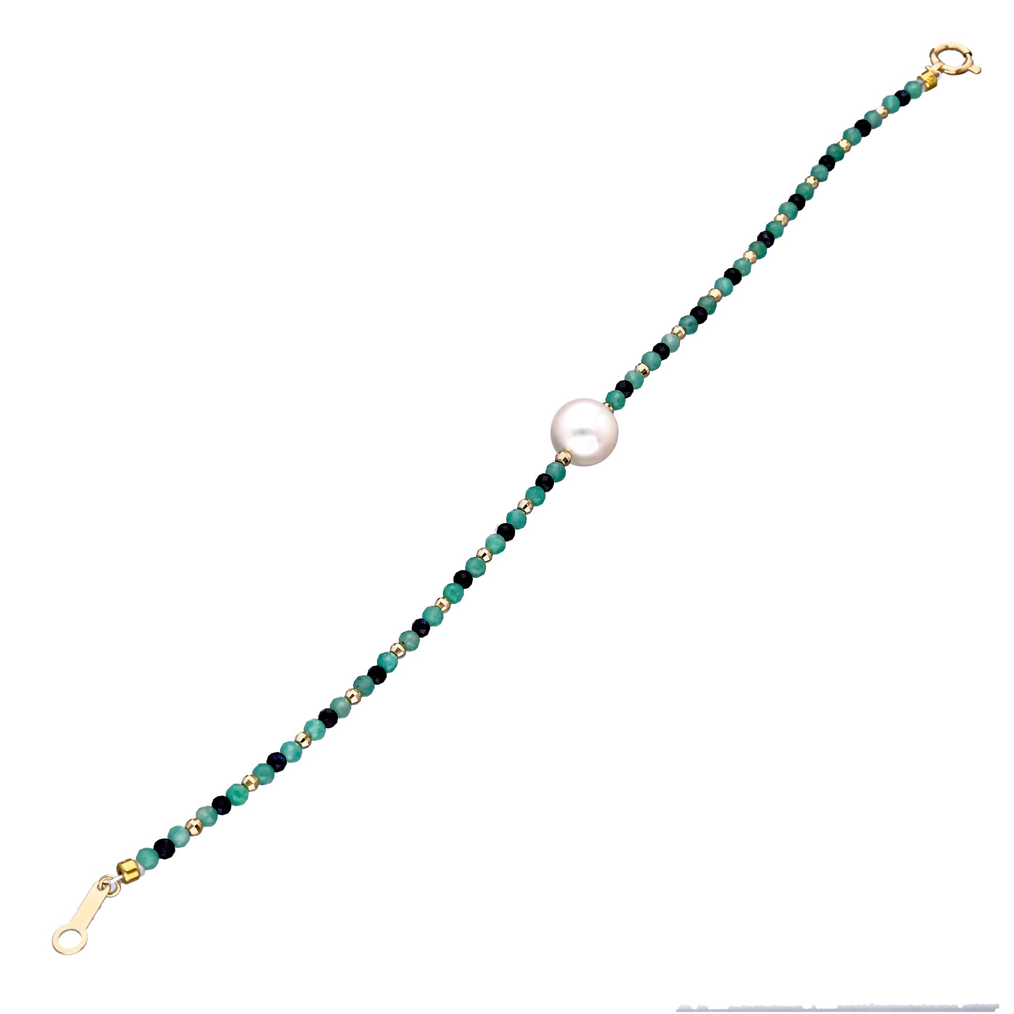 【限定10点】パール/エメラルド/サファイア K18ブレスレット(アコヤ真珠/8mm)《25T10155》