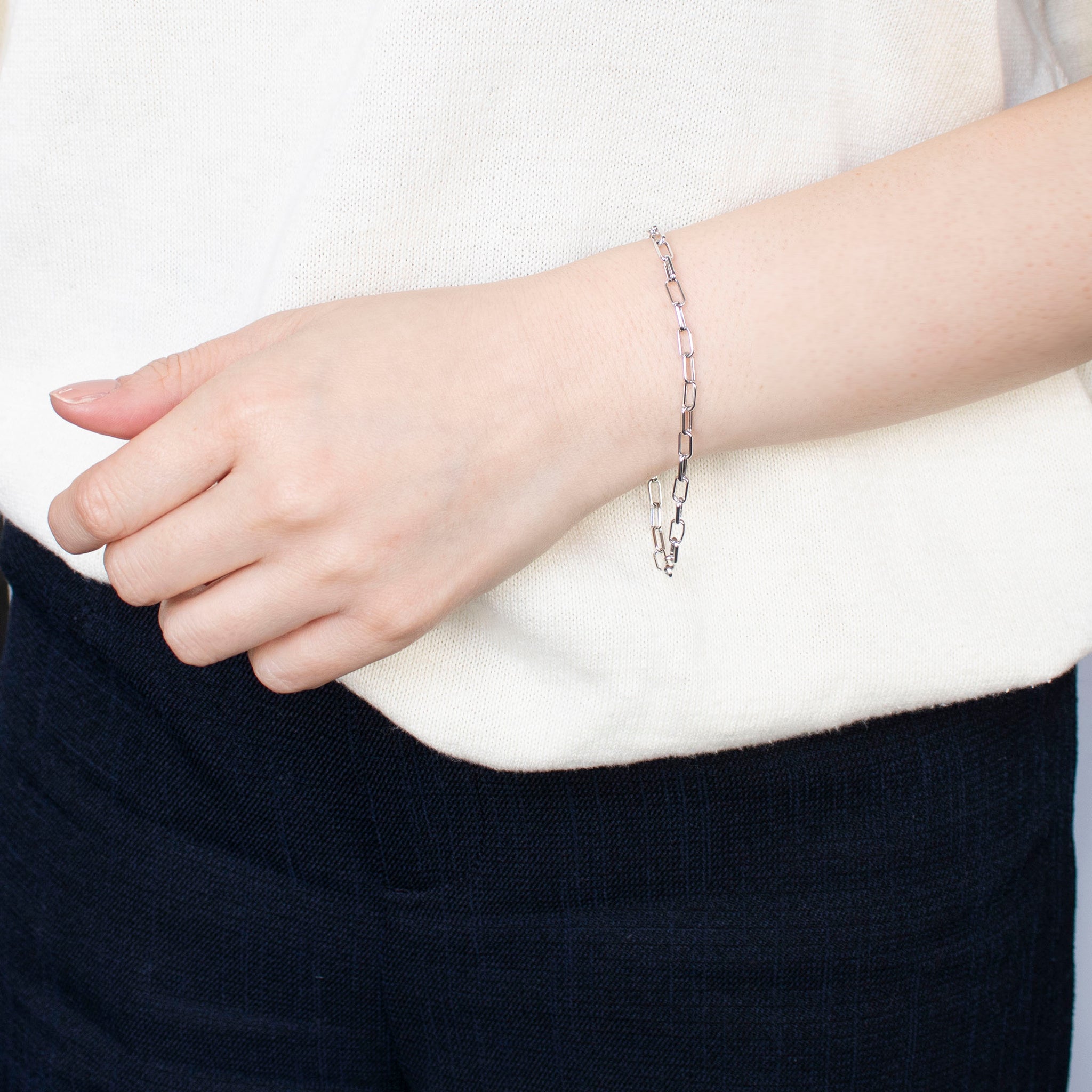 K18ブレスレット(ロジウムメッキ/イタリア製)《25T10163》