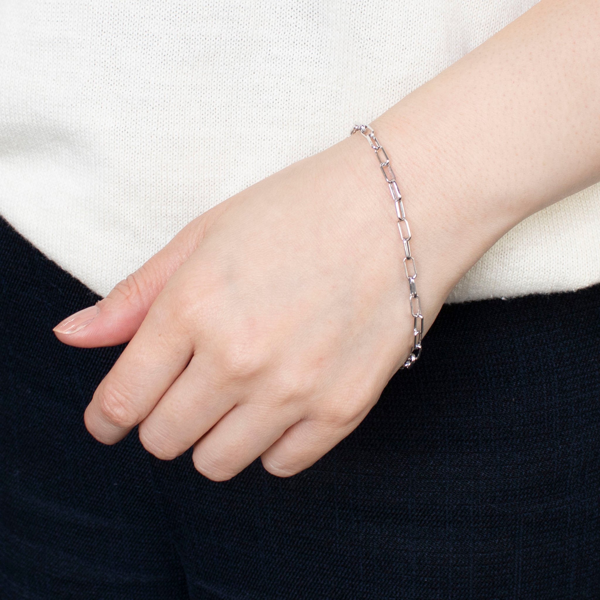 K18ブレスレット(ロジウムメッキ/イタリア製)《25T10163》