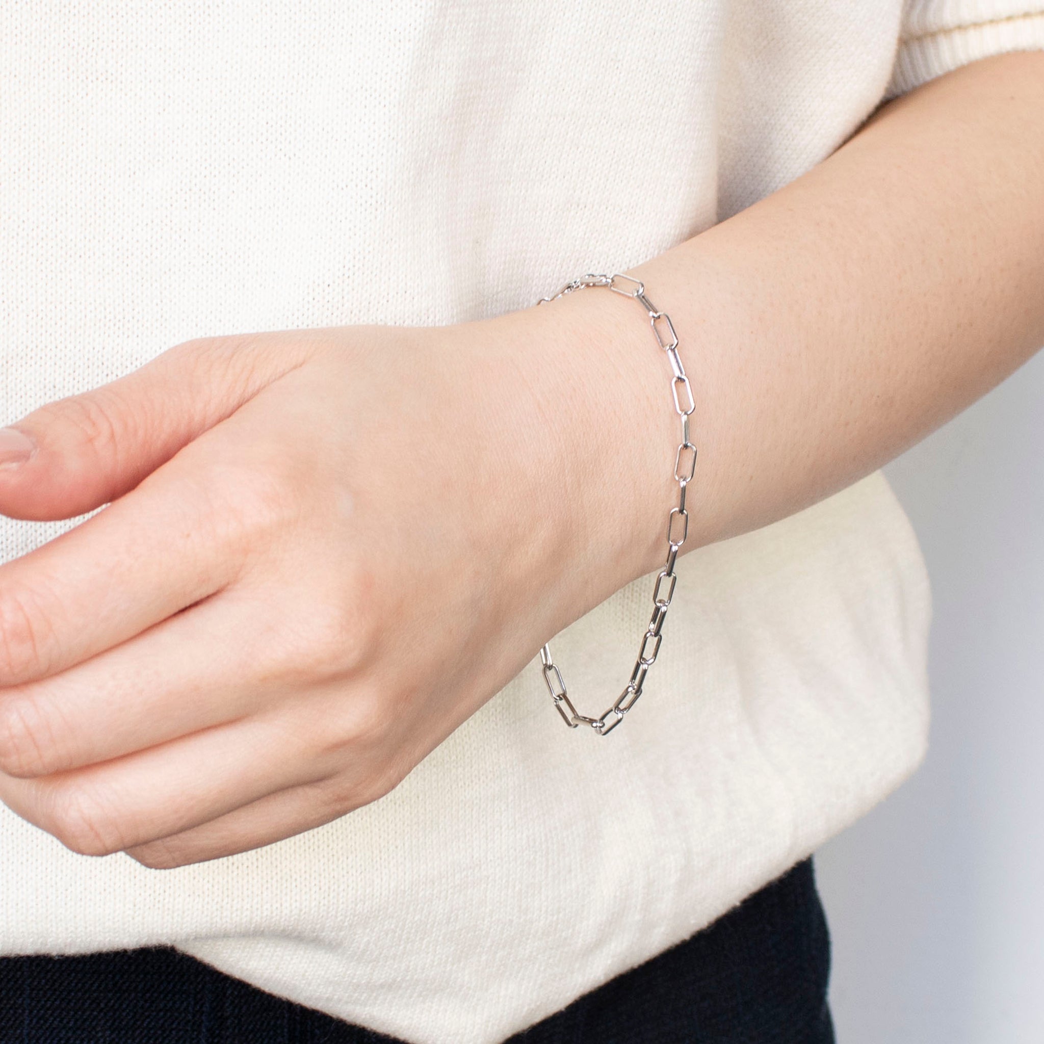 K18ブレスレット(ロジウムメッキ/イタリア製)《25T10163》