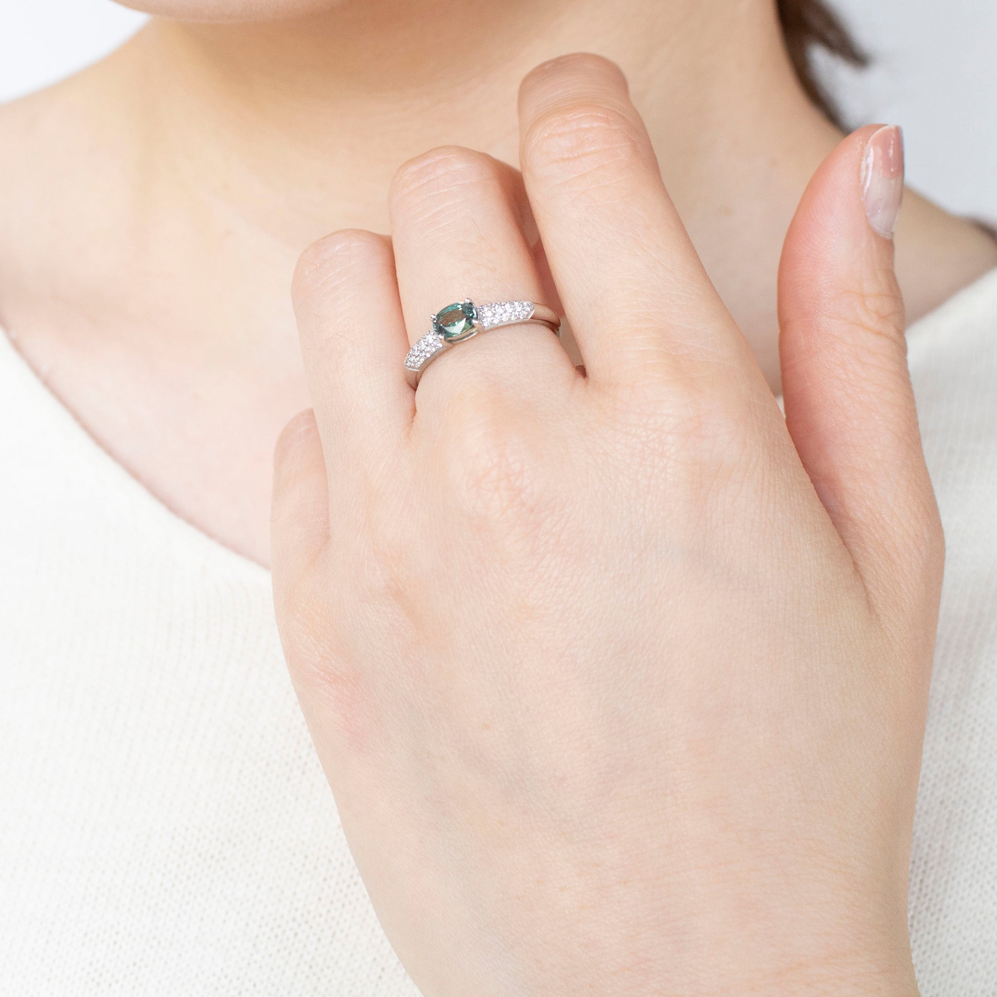 【限定1点】アレキンサンドライト/ダイヤモンド プラチナリング(6月誕生石/鑑別書付き)《25T10165》