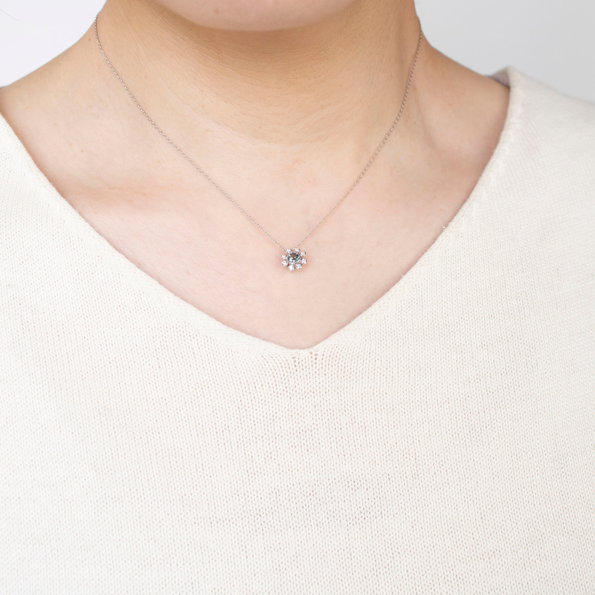 【限定1点】アレキンサンドライト/ダイヤモンド K18ネックレス(6月誕生石)《25T10166》