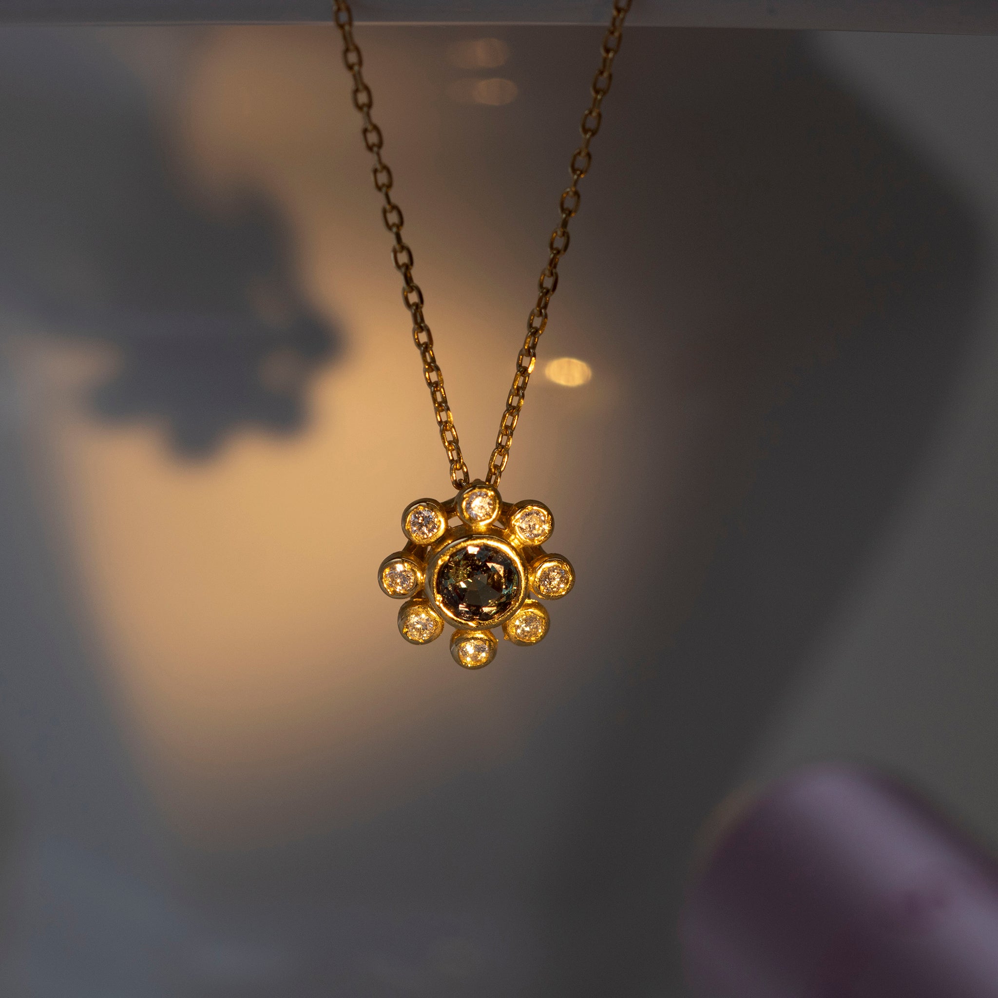 【限定1点】アレキンサンドライト/ダイヤモンド K18ネックレス(6月誕生石)《25T10167》