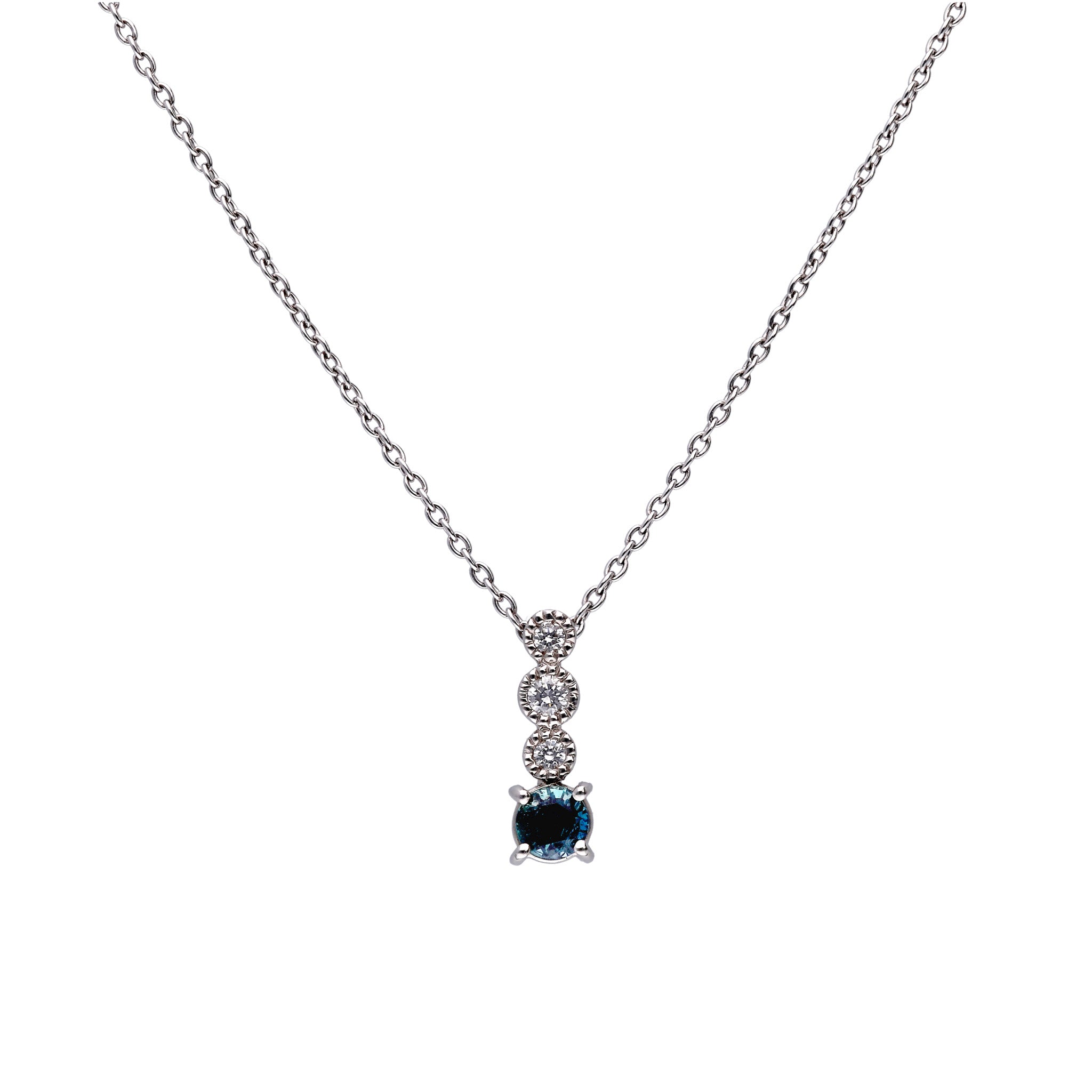 【限定1点】アレキンサンドライト/ダイヤモンド プラチナネックレス(ミル打ち風/6月誕生石/鑑別書付き)《25T10169》