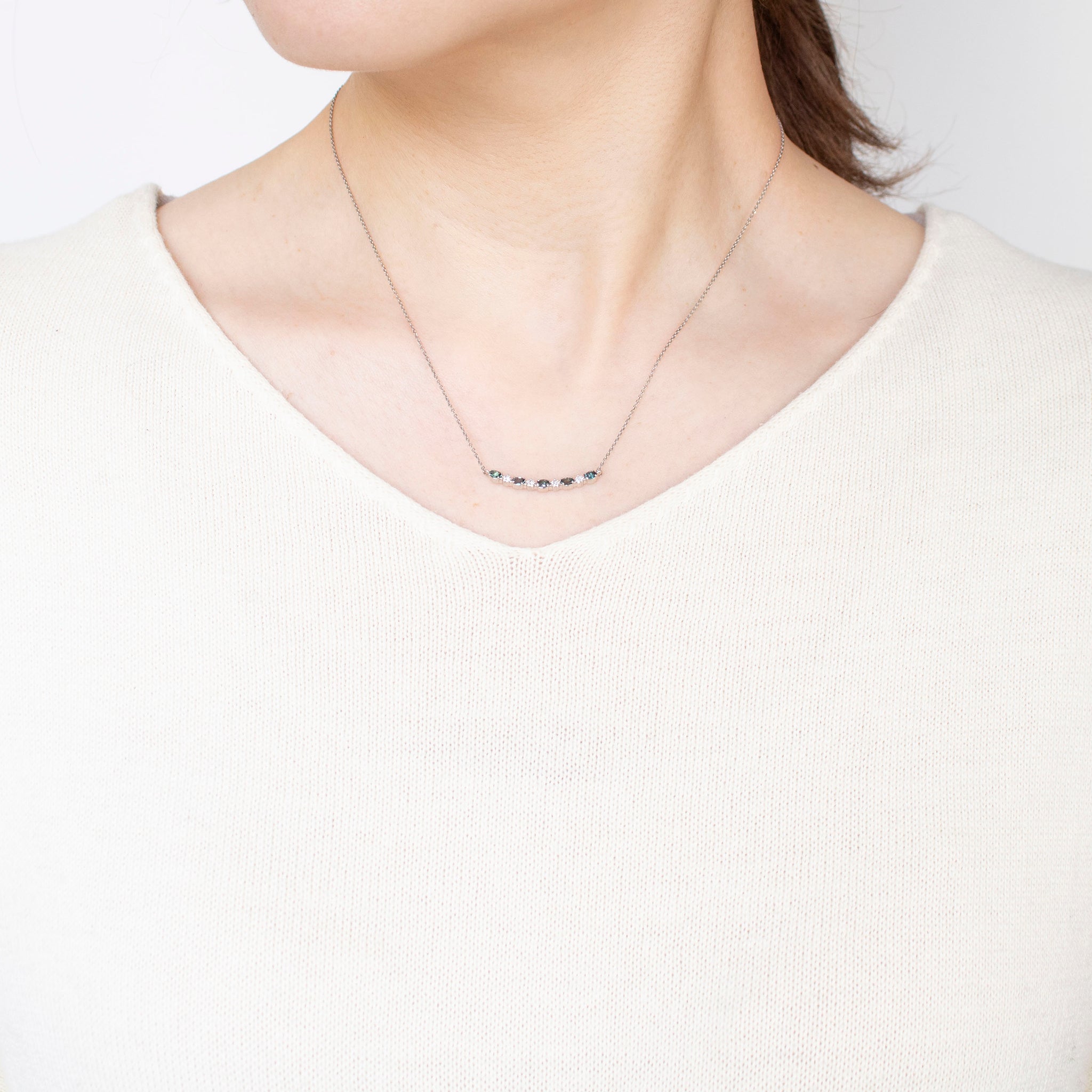 【限定1点】アレキンサンドライト/ダイヤモンド プラチナネックレス(6月誕生石/鑑別書付き)《25T10171》