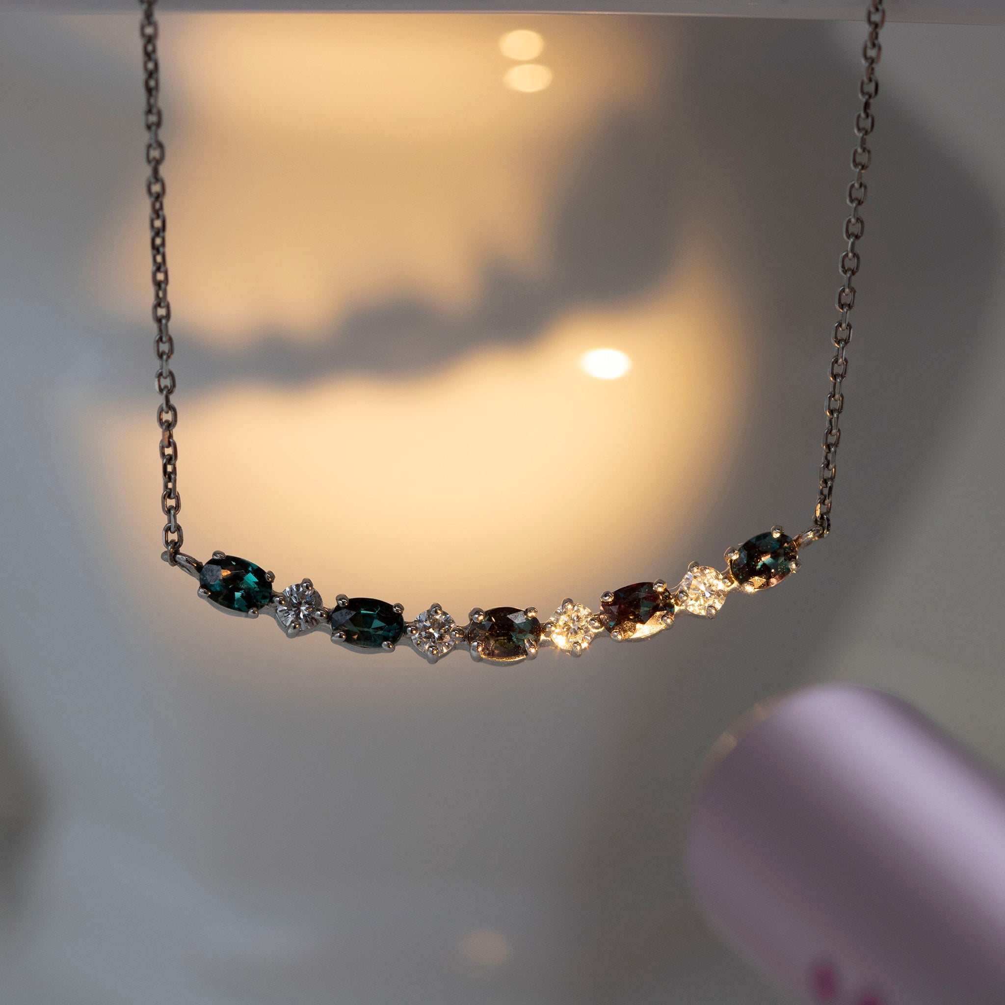 【限定1点】アレキンサンドライト/ダイヤモンド プラチナネックレス(6月誕生石/鑑別書付き)《25T10171》