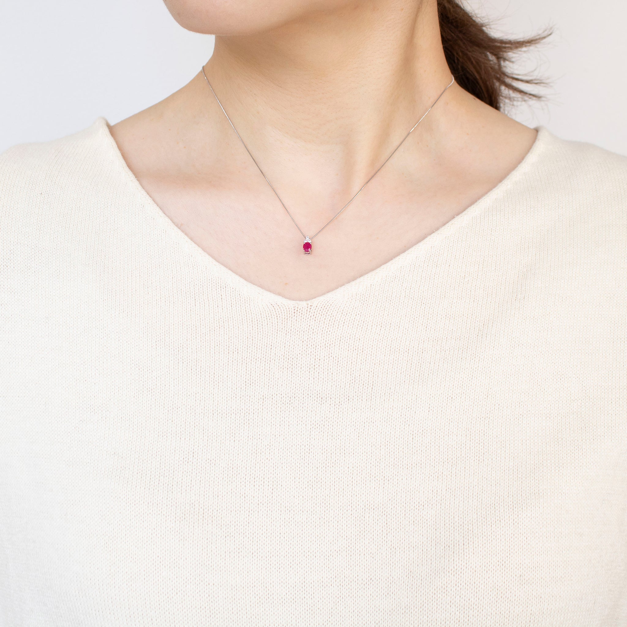 【限定数1】ルビー/ダイヤモンド プラチナネックレス(7月誕生石)《25T10182》
