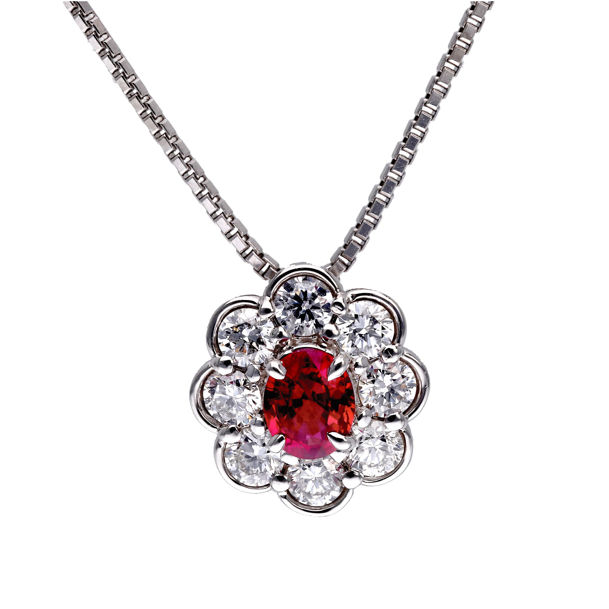 【限定1点】ルビー/ダイヤモンド プラチナネックレス(ピジョンブラッド/7月誕生石/鑑別書付)《25T10183》