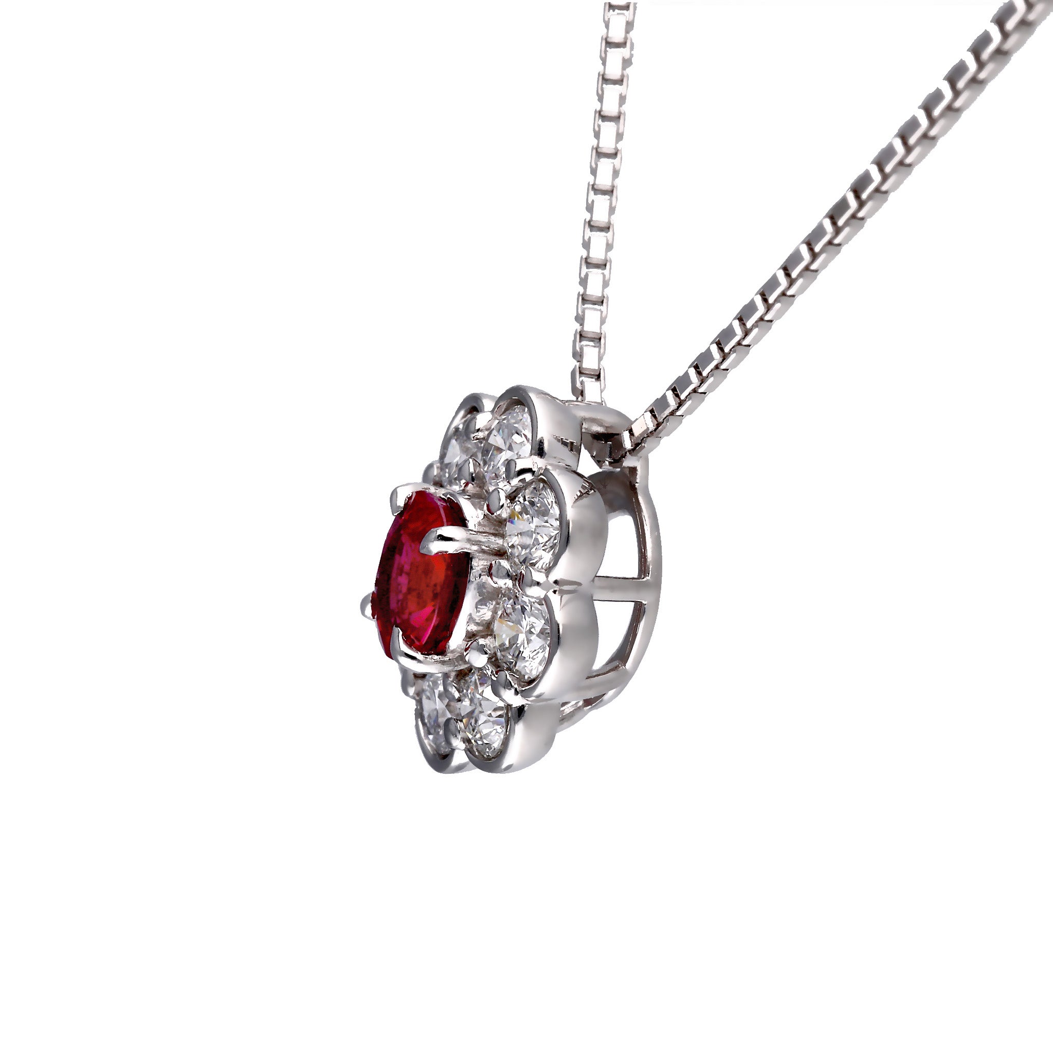 【限定1点】ルビー/ダイヤモンド プラチナネックレス(ピジョンブラッド/7月誕生石/鑑別書付)《25T10183》