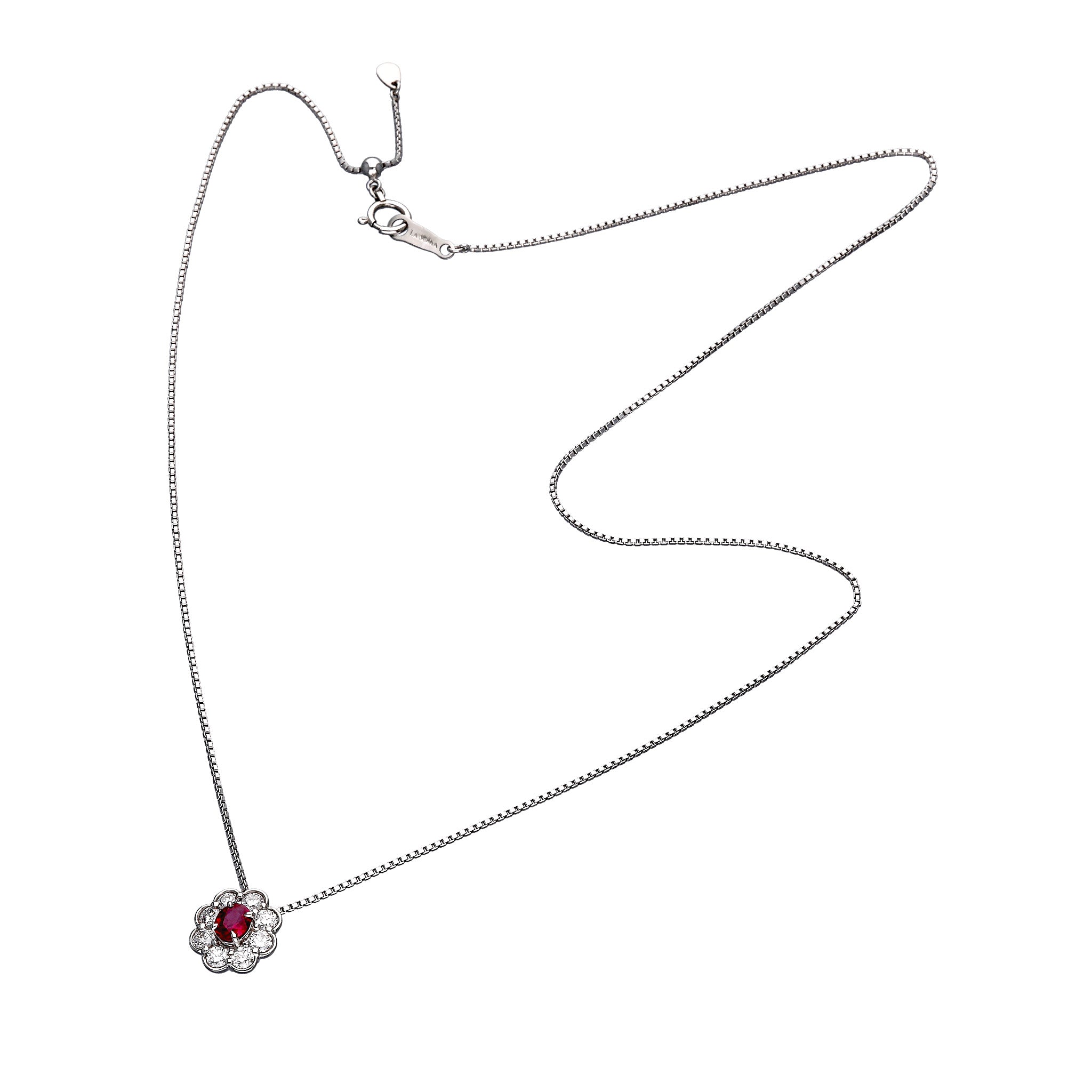【限定1点】ルビー/ダイヤモンド プラチナネックレス(ピジョンブラッド/7月誕生石/鑑別書付)《25T10183》