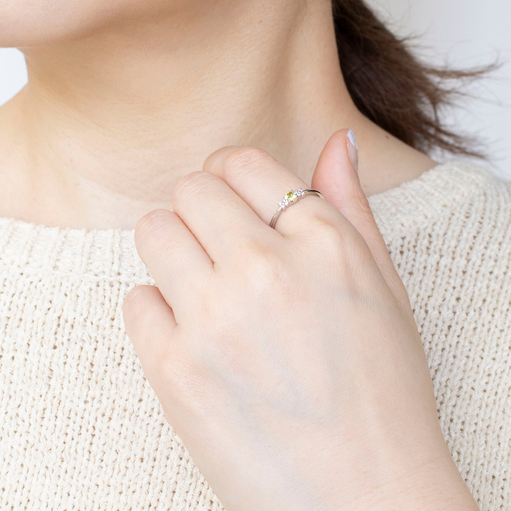 【限定1点】スフェーン/ダイヤモンド プラチナリング(7月誕生石)《25T10186》