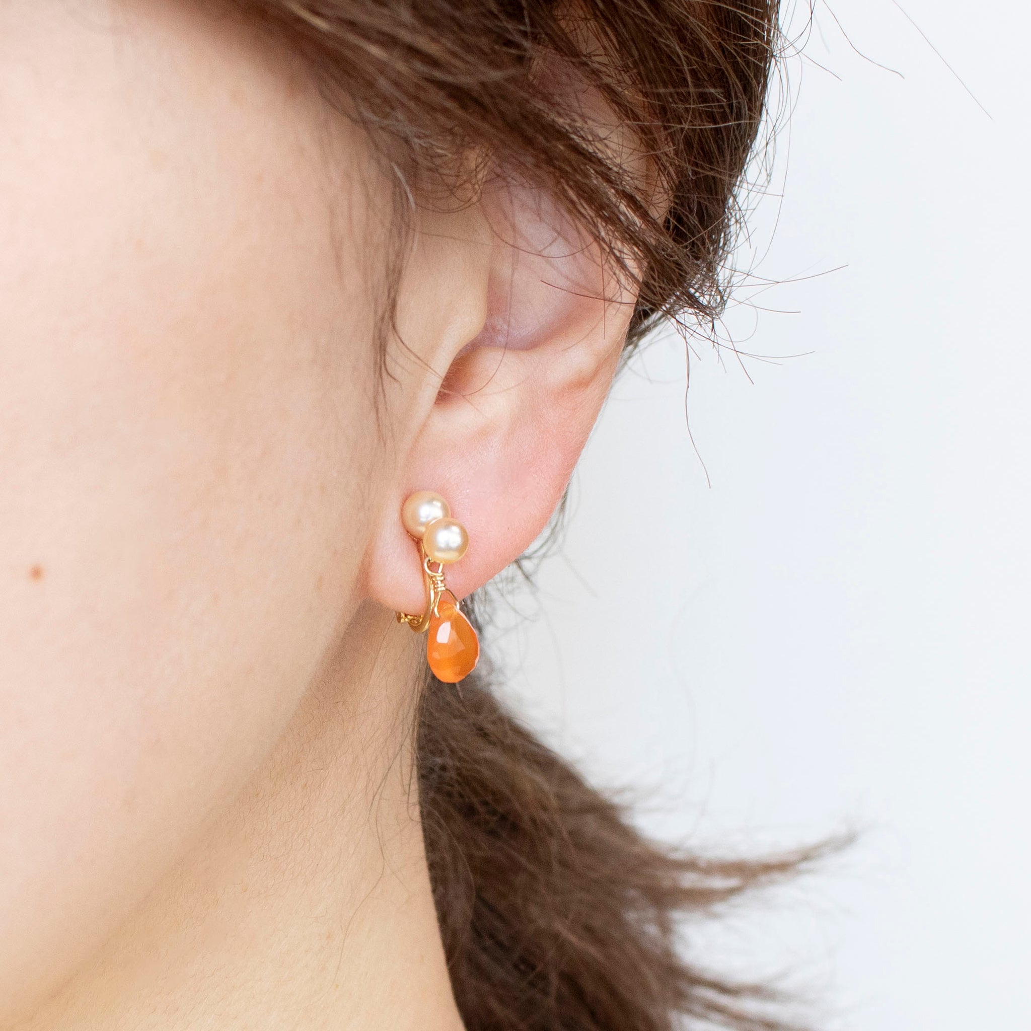 【限定数20】カーネリアン/パール シルバーイヤリング(アコヤ真珠)《25T10195》