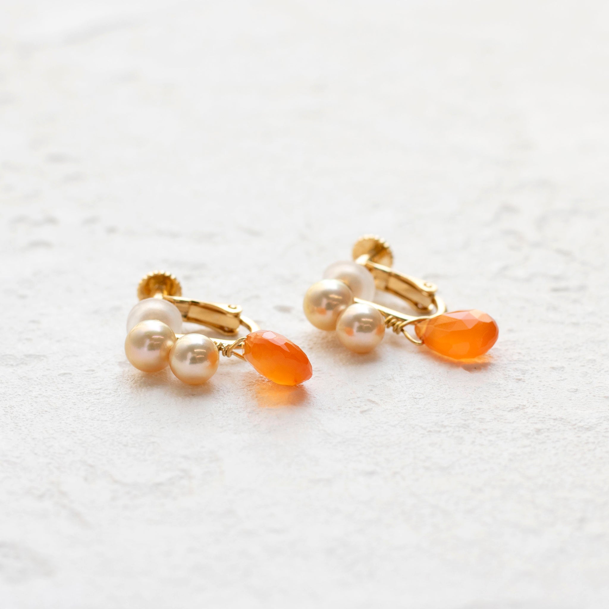 【限定数20】カーネリアン/パール シルバーイヤリング(アコヤ真珠)《25T10195》