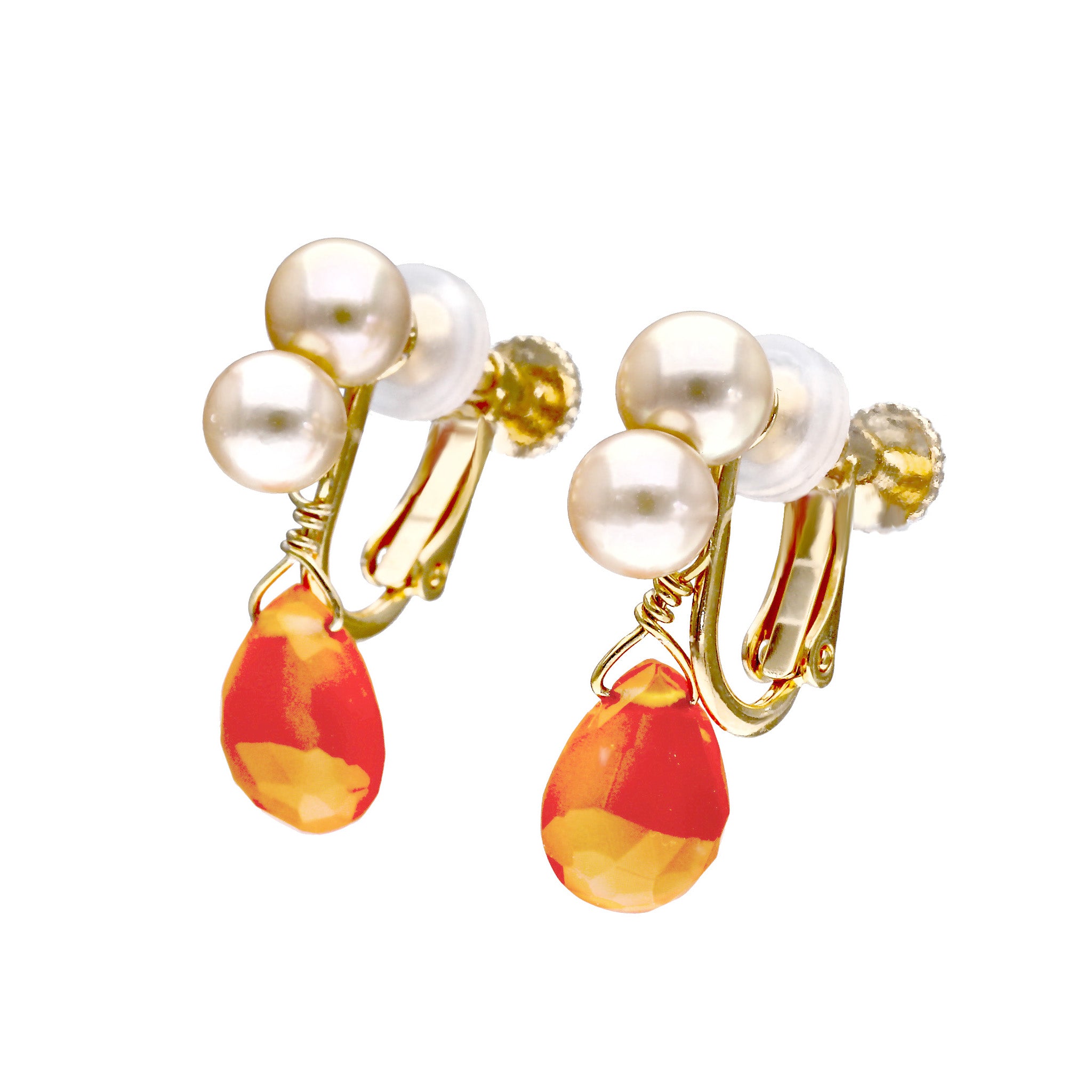 【限定数20】カーネリアン/パール シルバーイヤリング(アコヤ真珠)《25T10195》