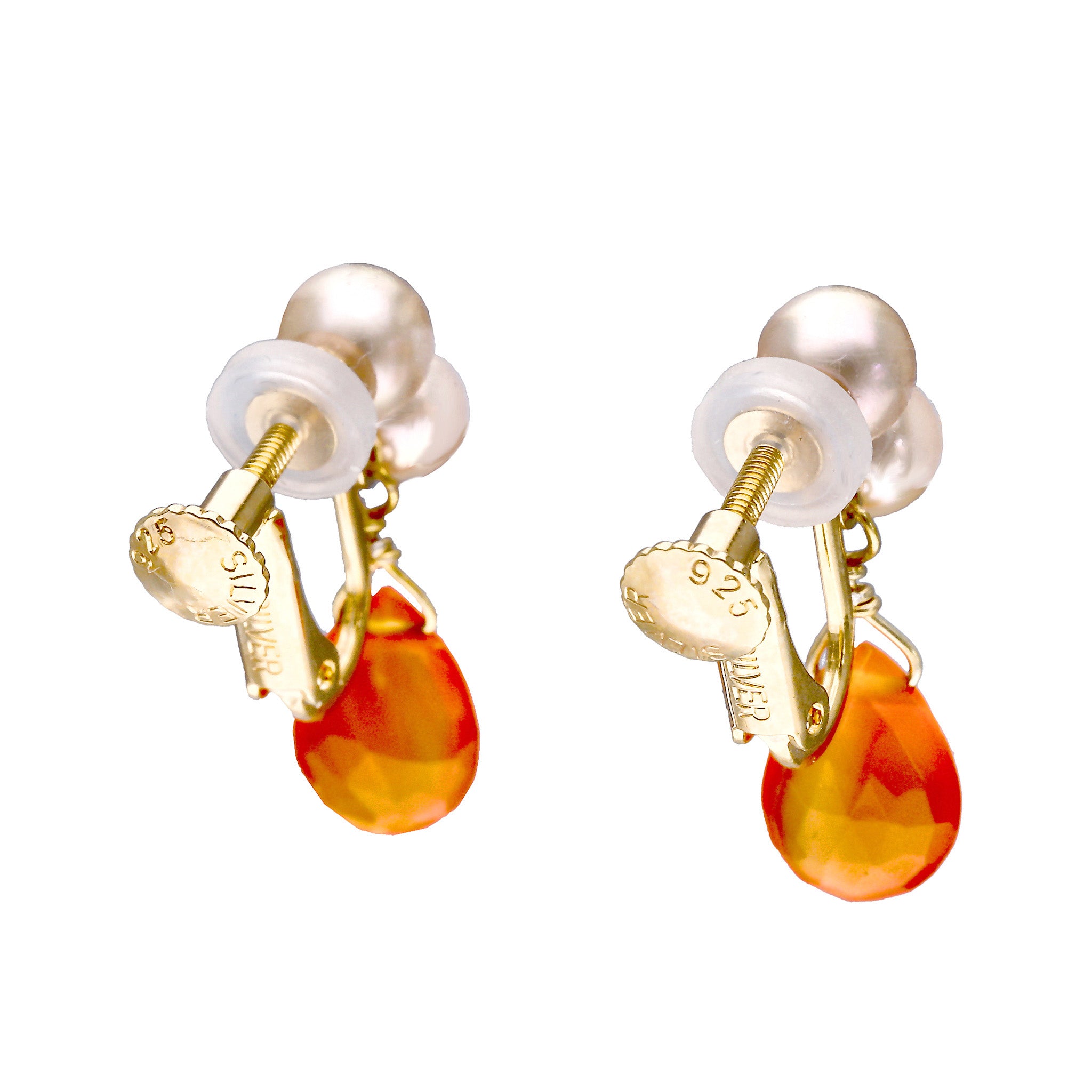 【限定数20】カーネリアン/パール シルバーイヤリング(アコヤ真珠)《25T10195》