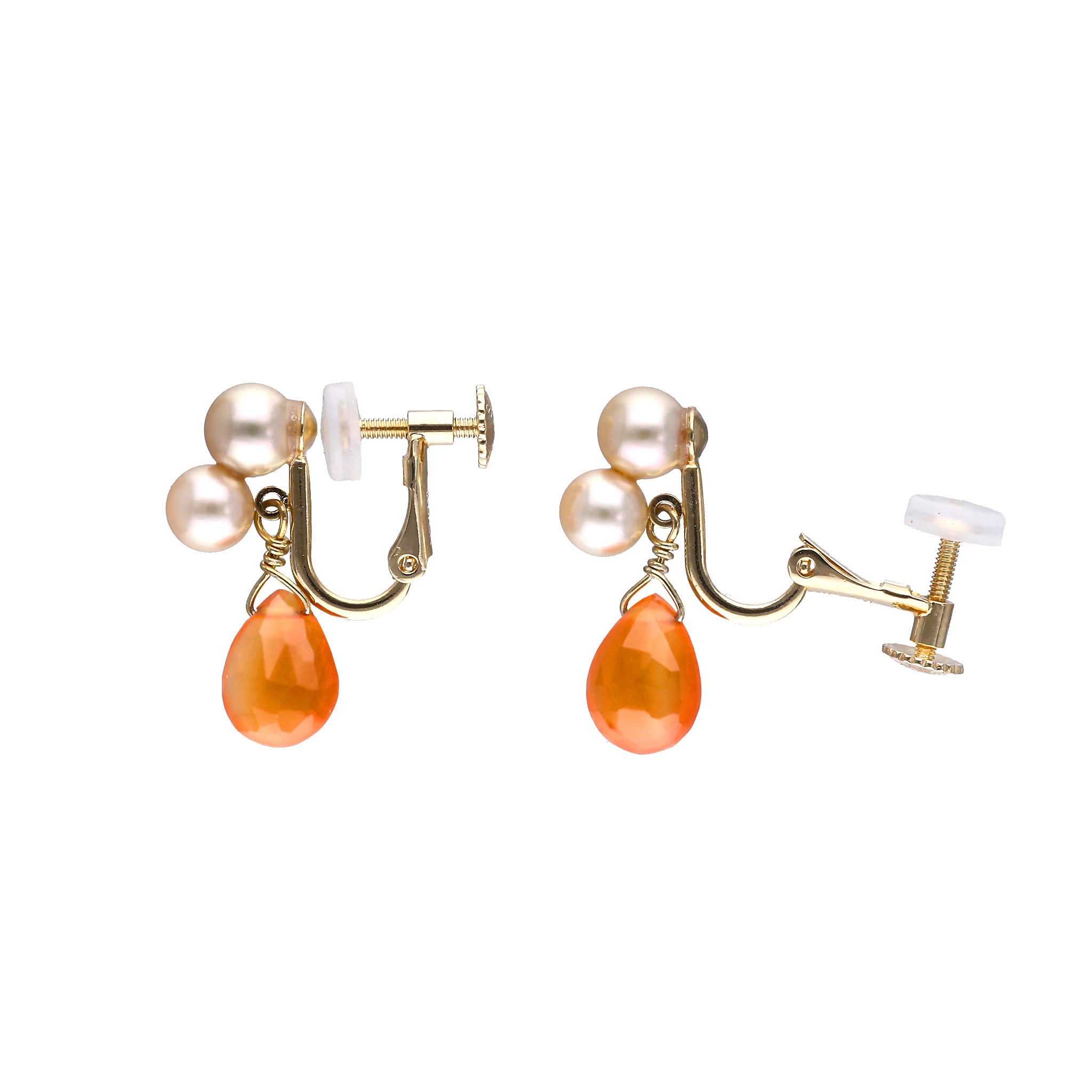 【限定数20】カーネリアン/パール シルバーイヤリング(アコヤ真珠)《25T10195》