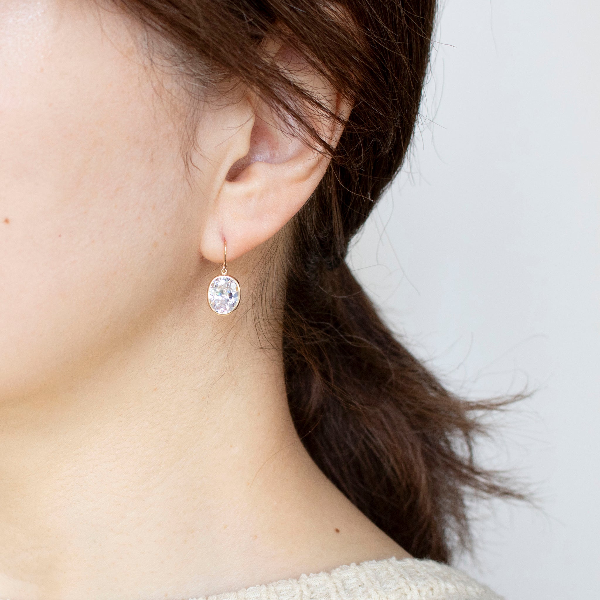 キュービックジルコニア K10ピアス(ダイヤ換算計6.0カラット相当/オーバルカット)《25T10197》