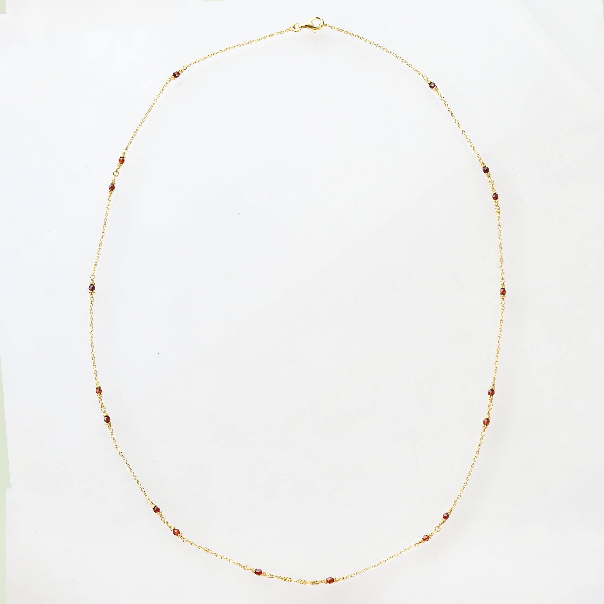 ガーネット シルバーネックレス(ロング/70cm/ステーション/1月誕生石)《25T10202》