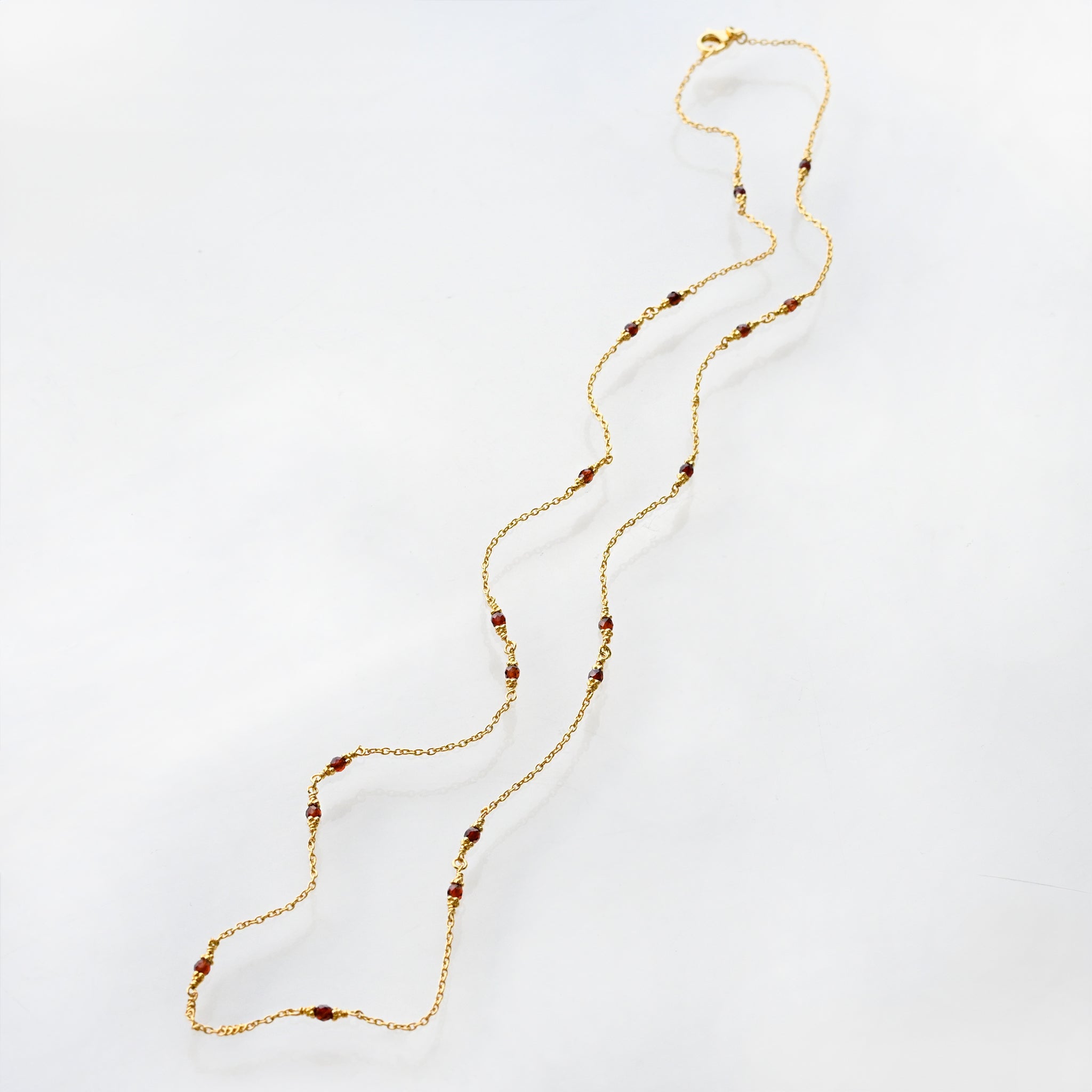 ガーネット シルバーネックレス(ロング/70cm/ステーション/1月誕生石)《25T10202》