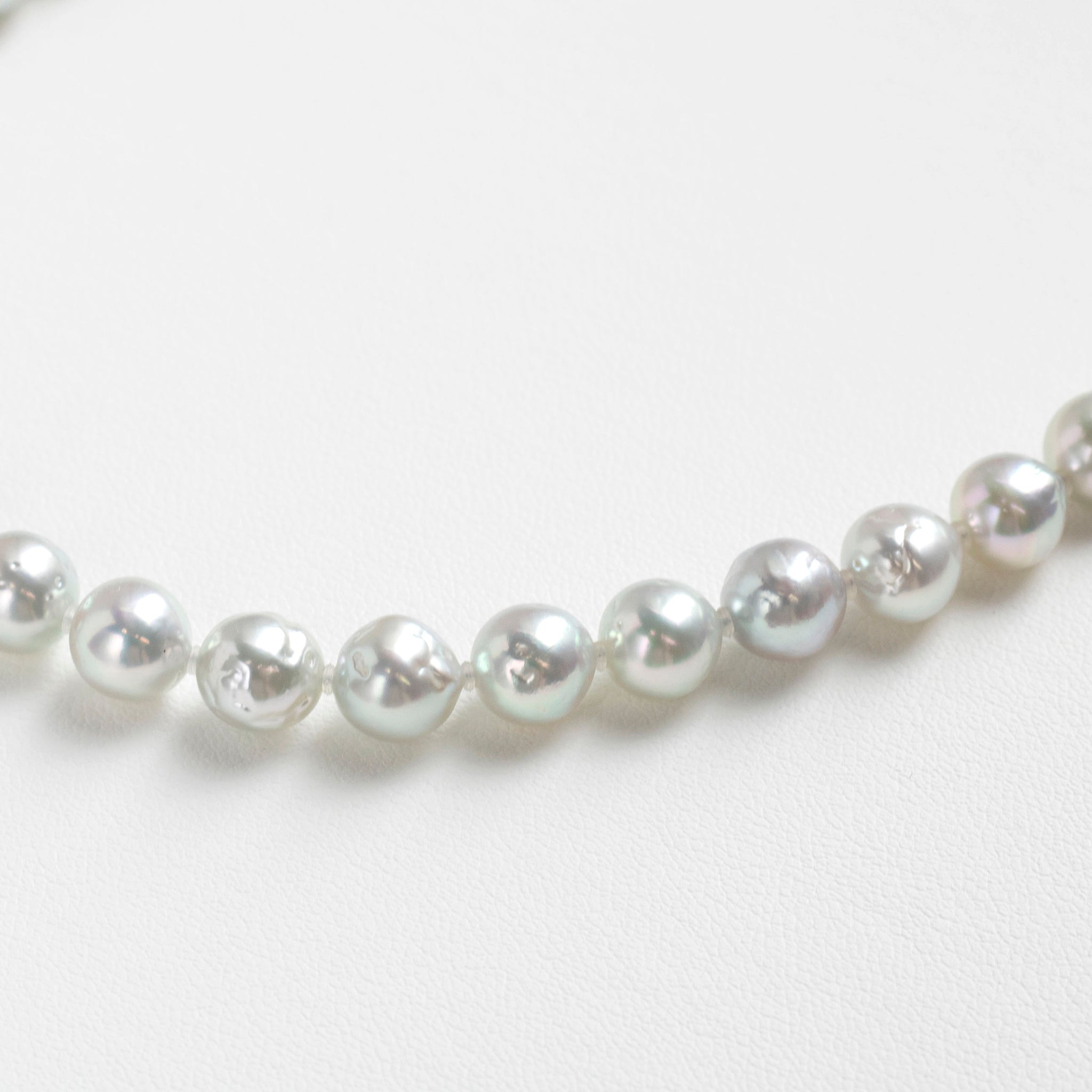 【限定数1】パールネックレス(アコヤ真珠/7.5mm/ナチュラルブルー系/バロック珠/6月誕生石)《25T10209》