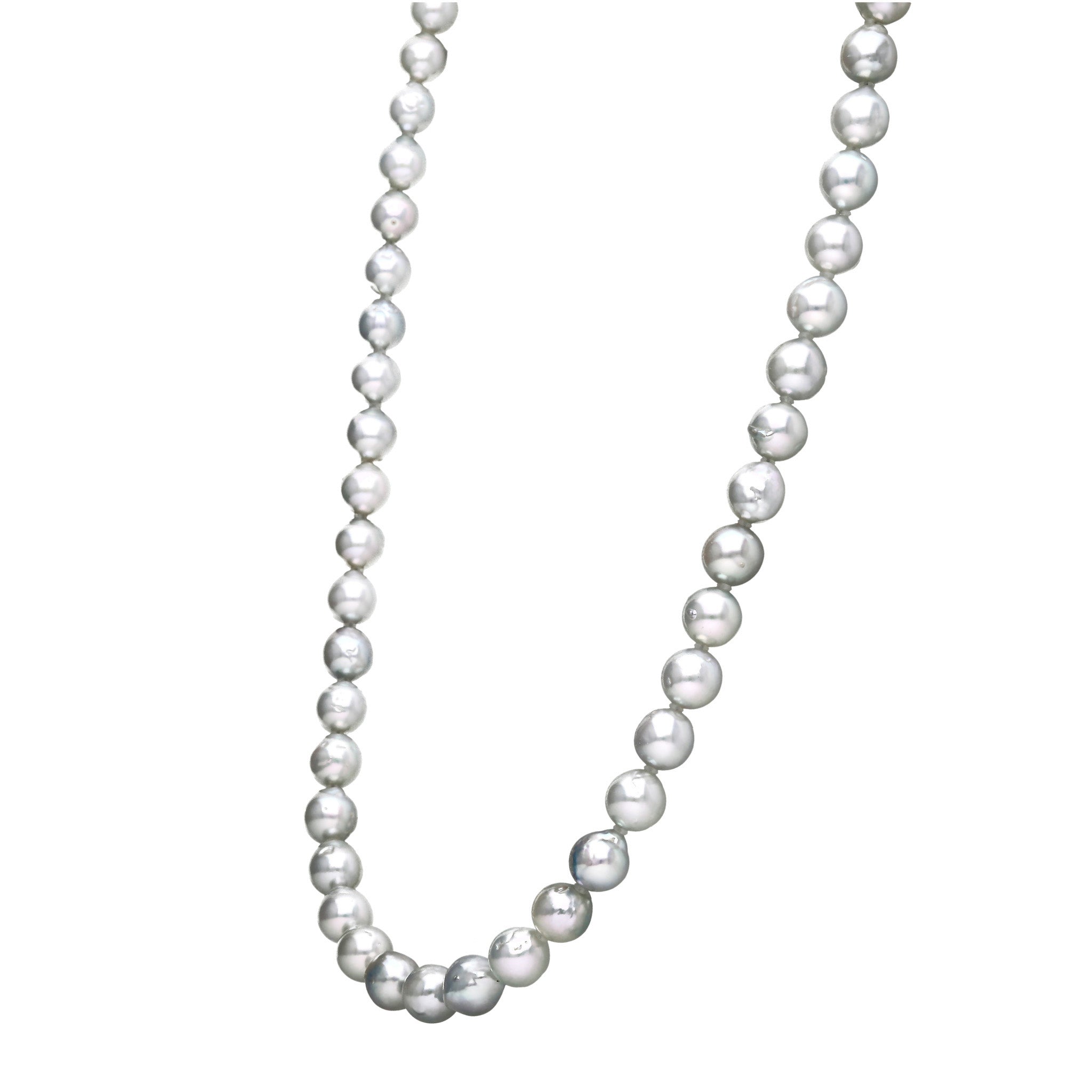 【限定数1】パールネックレス(アコヤ真珠/7.5mm/ナチュラルブルー系/バロック珠/6月誕生石)《25T10209》