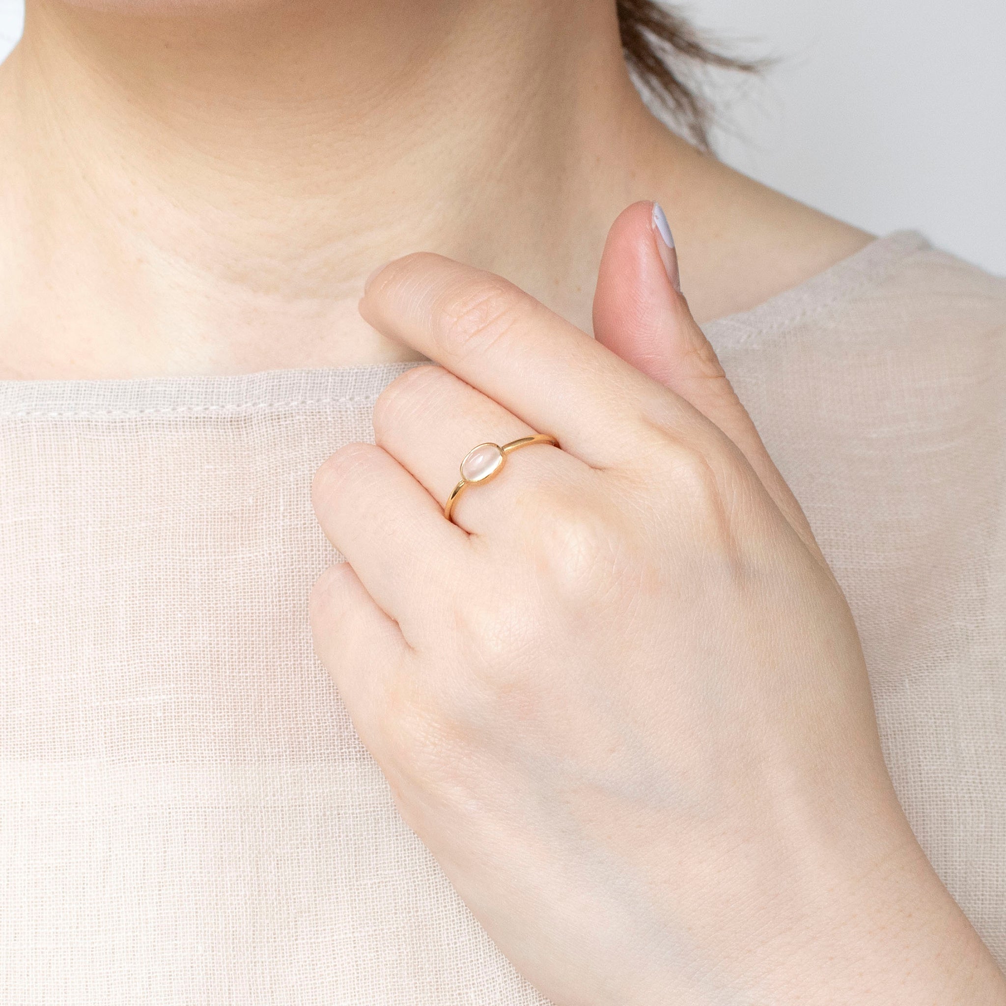 【限定数1】ムーンストーン K18リング(6月誕生石)《25T10211》