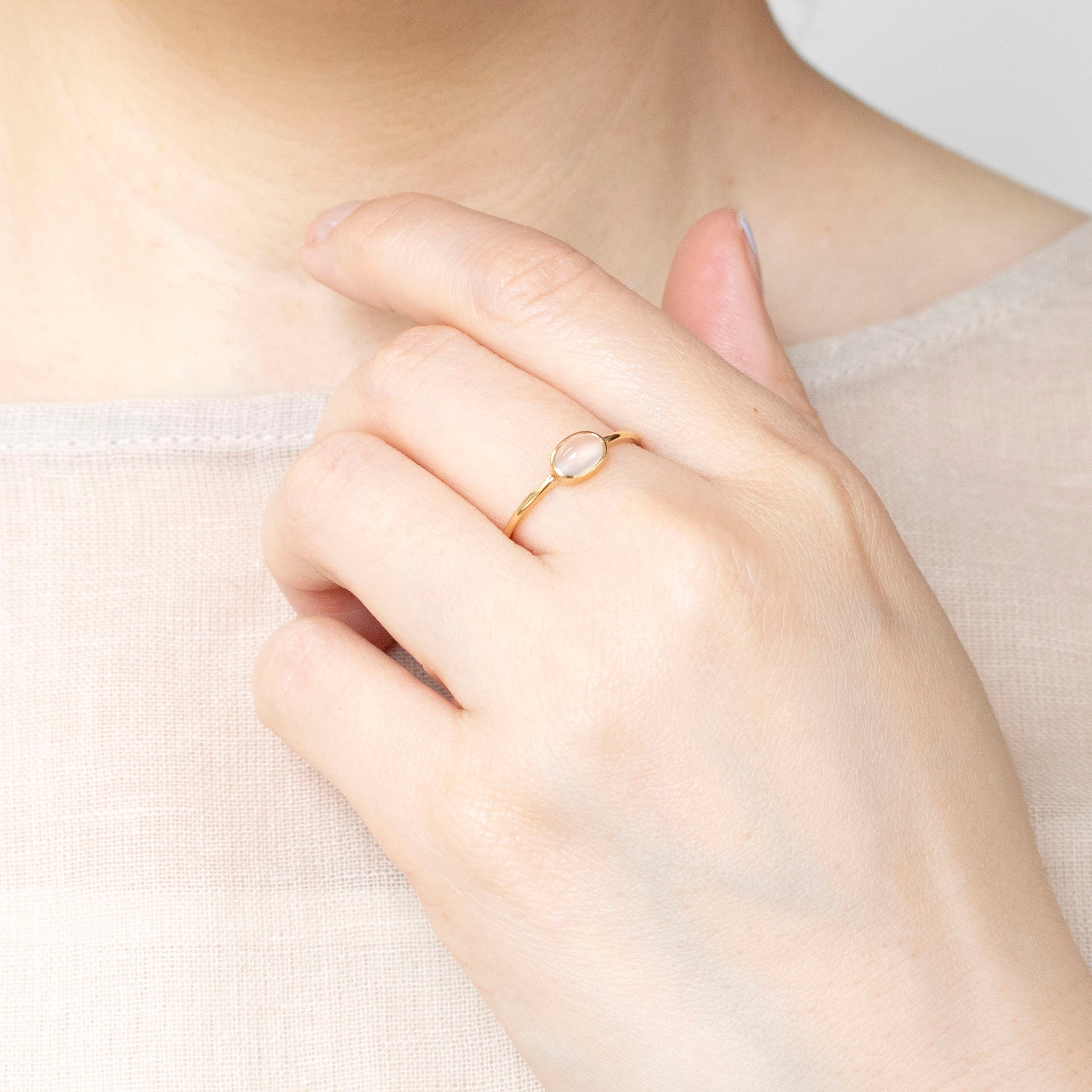 【限定数1】ムーンストーン K18リング(6月誕生石)《25T10211》