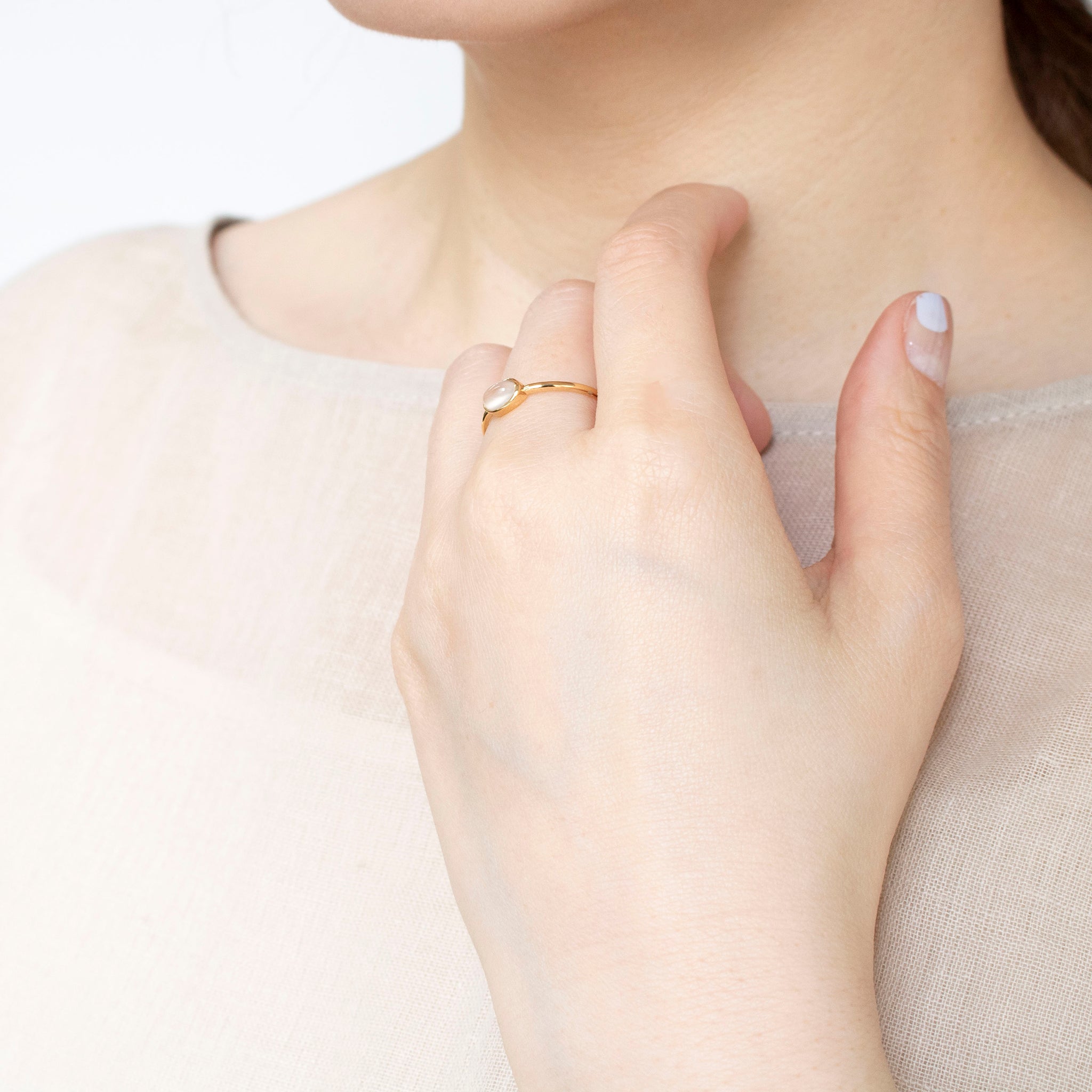 【限定数1】ムーンストーン K18リング(6月誕生石)《25T10211》