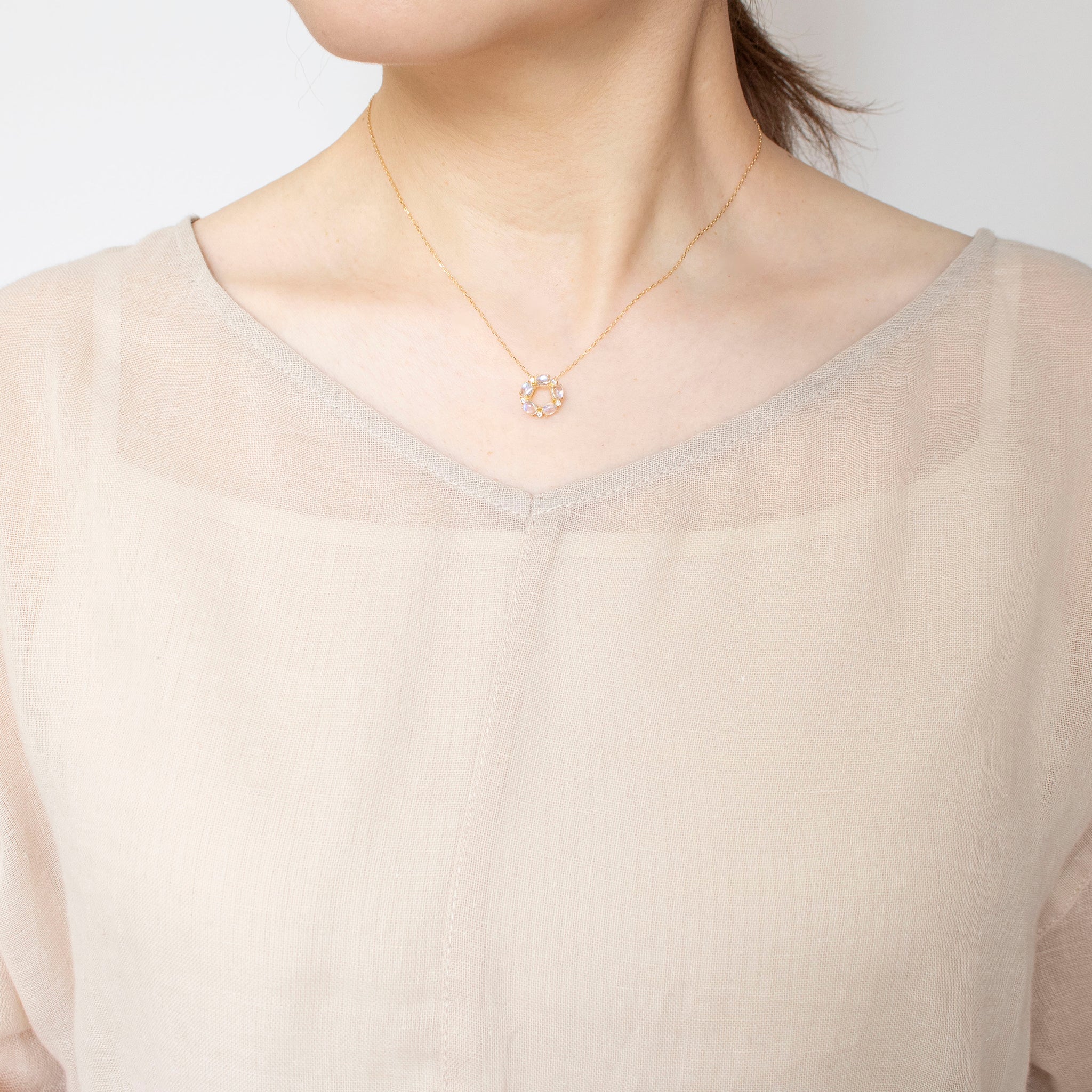 【限定数1】ムーンストーン K18ネックレス(6月誕生石)《25T10212》