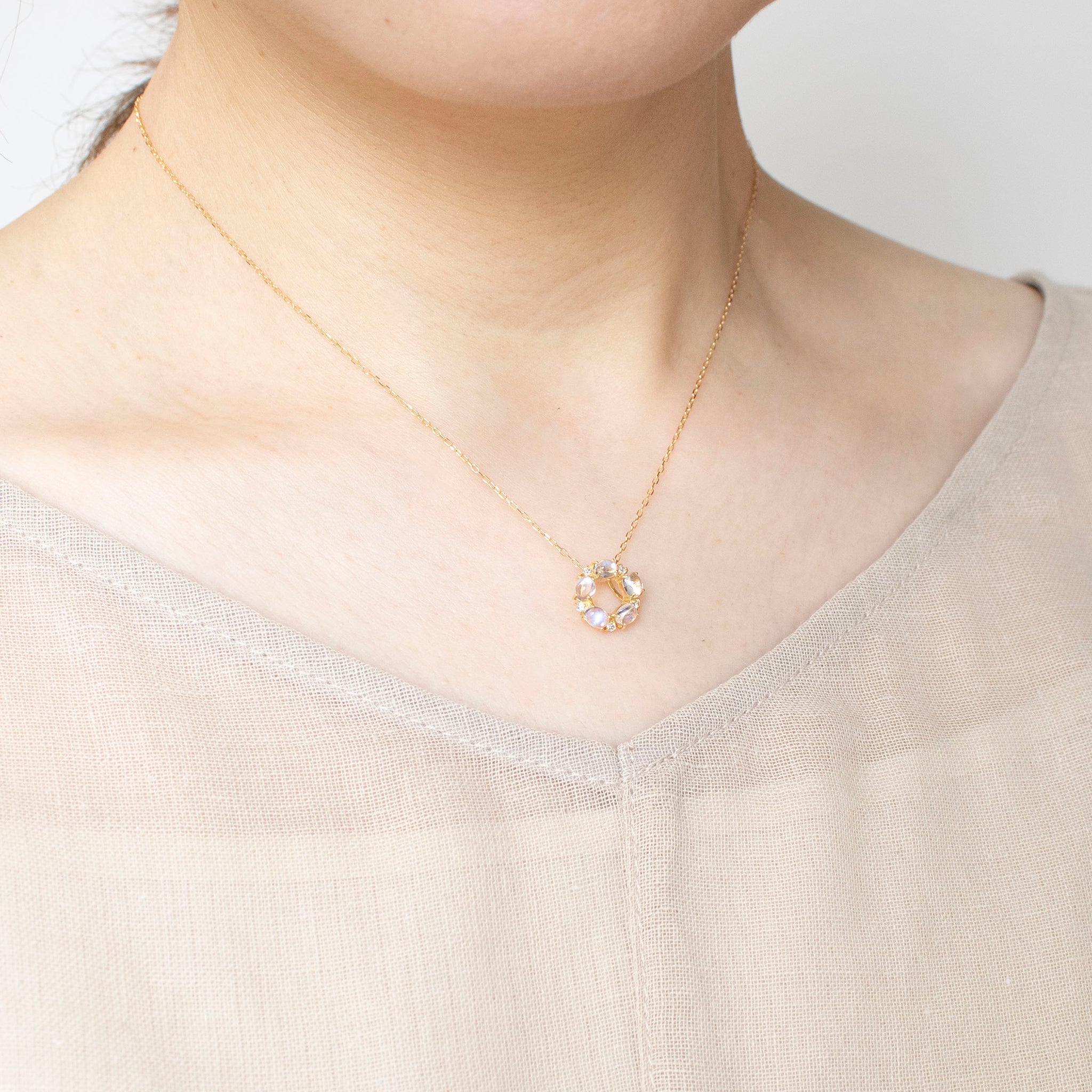 【限定数1】ムーンストーン K18ネックレス(6月誕生石)《25T10212》