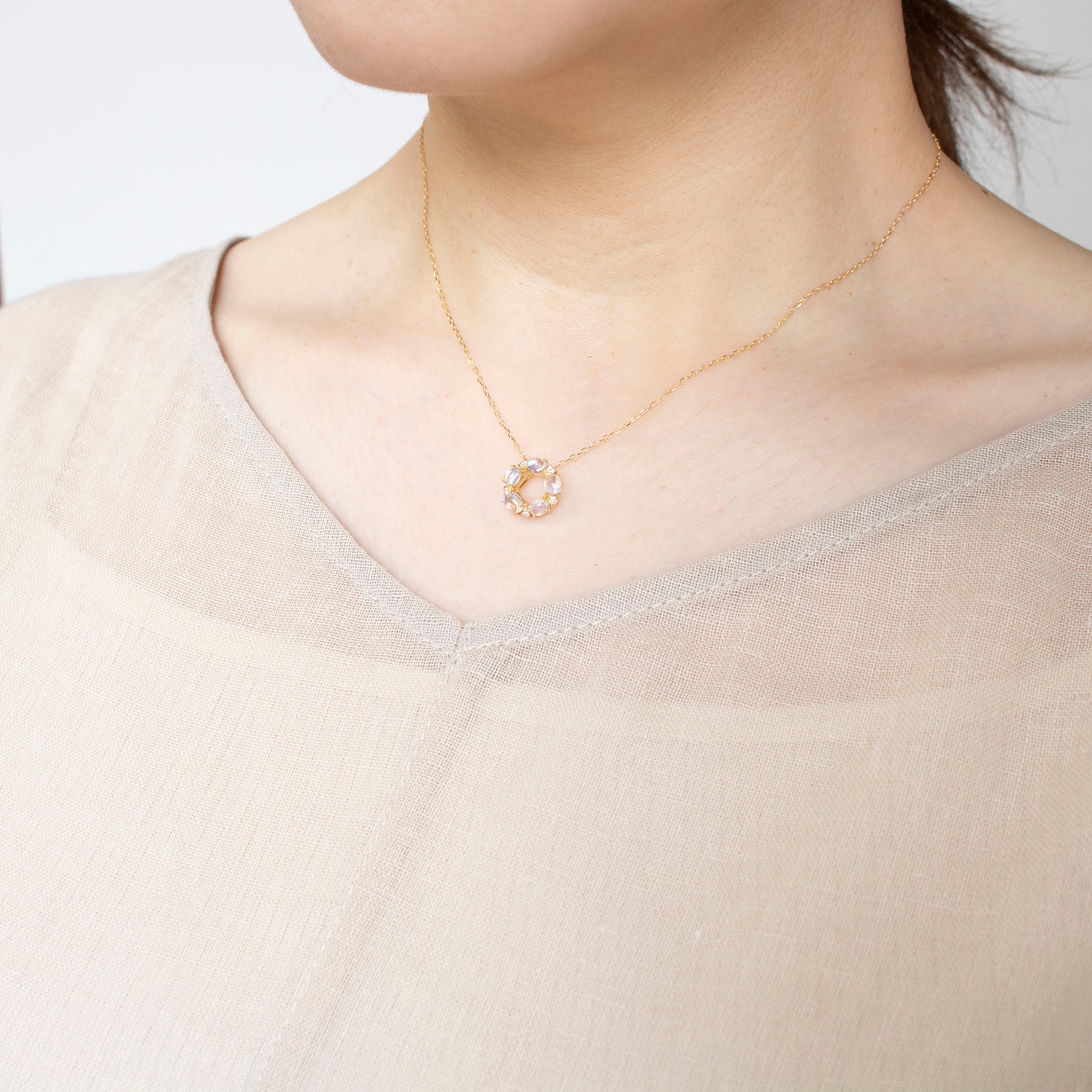 【限定数1】ムーンストーン K18ネックレス(6月誕生石)《25T10212》