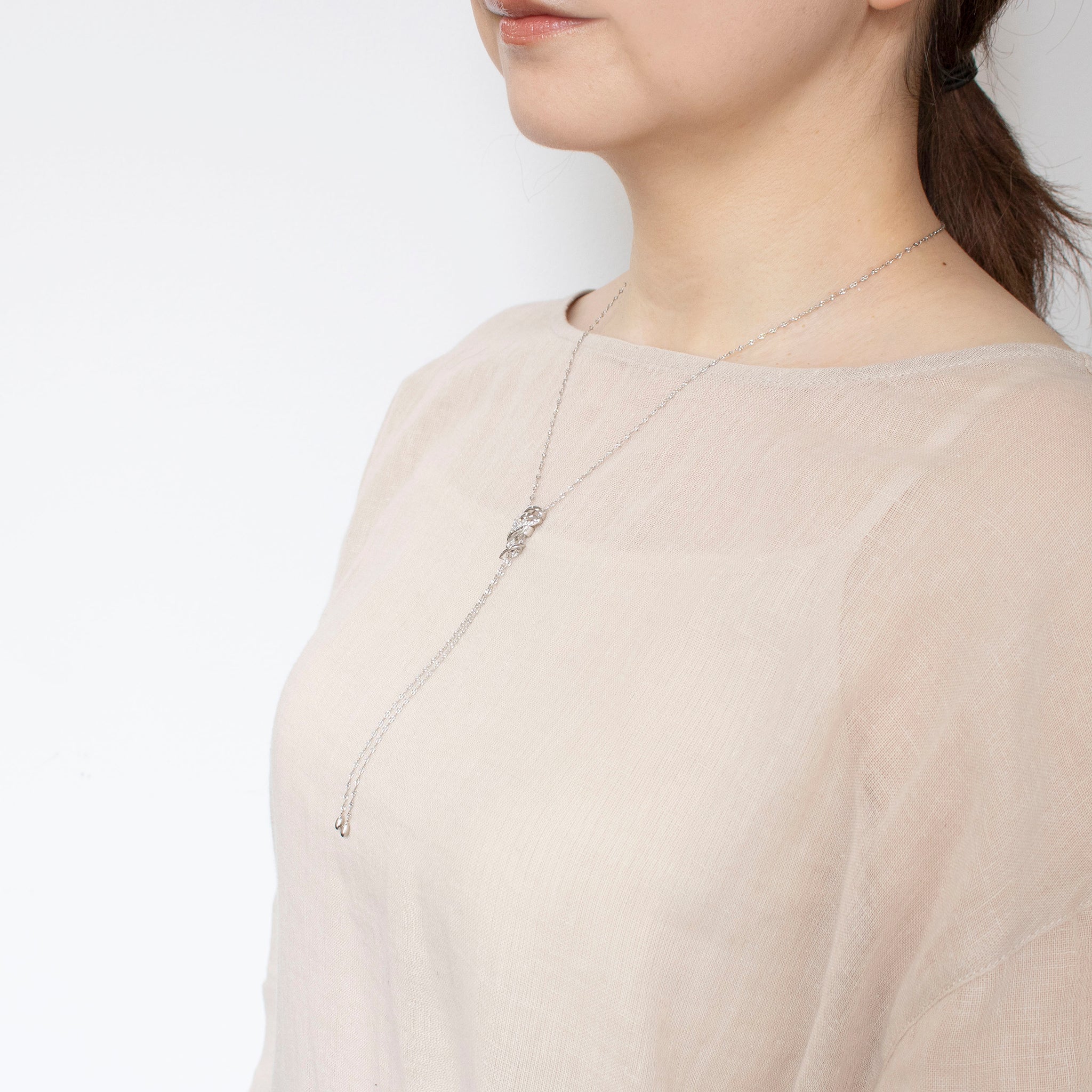 【限定数1】ダイヤモンド プラチナネックレス(ロング/70cm/スライド式/4月誕生石)《25T10216》