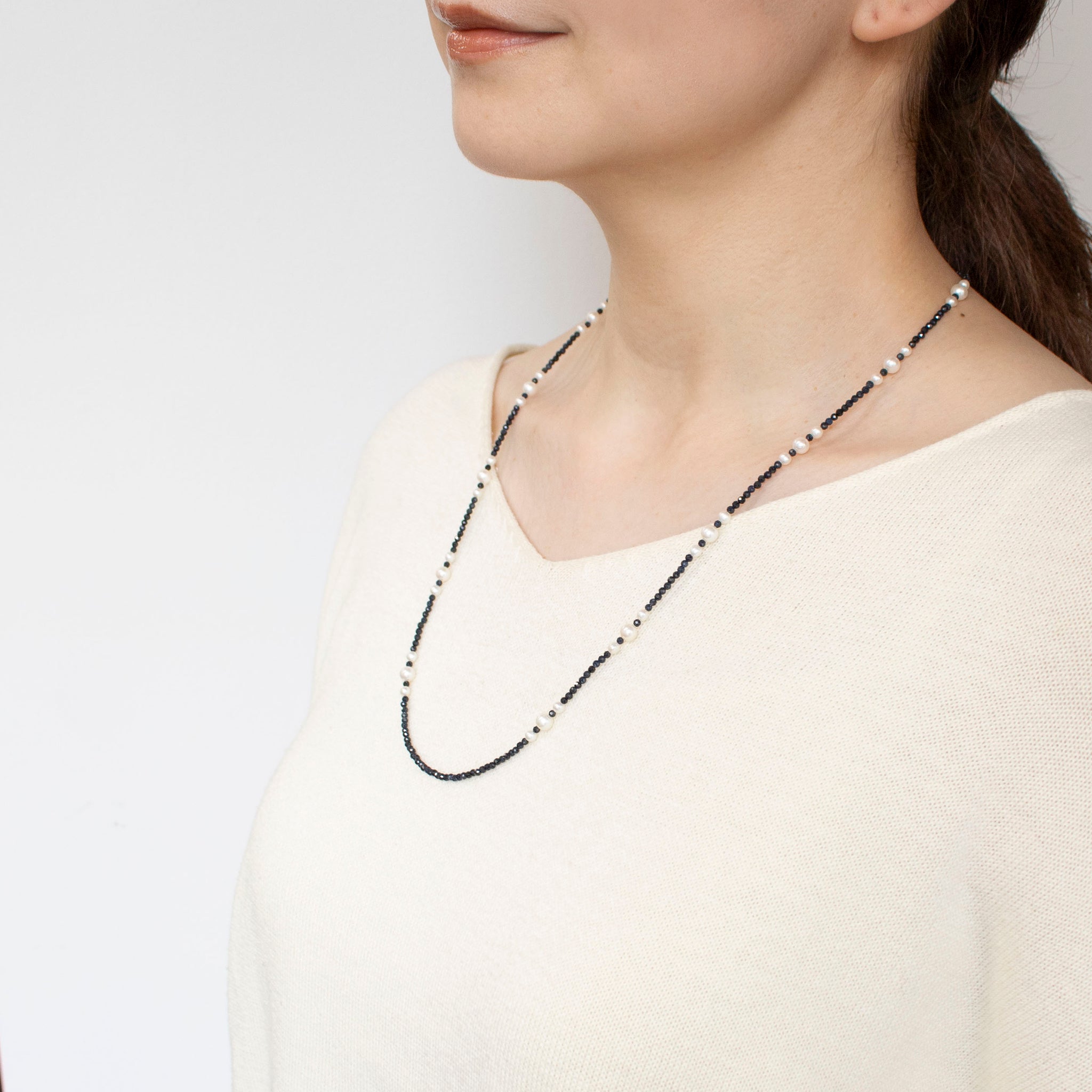 サファイア/パール ネックレス(淡水真珠/9月誕生石)《25T10223》