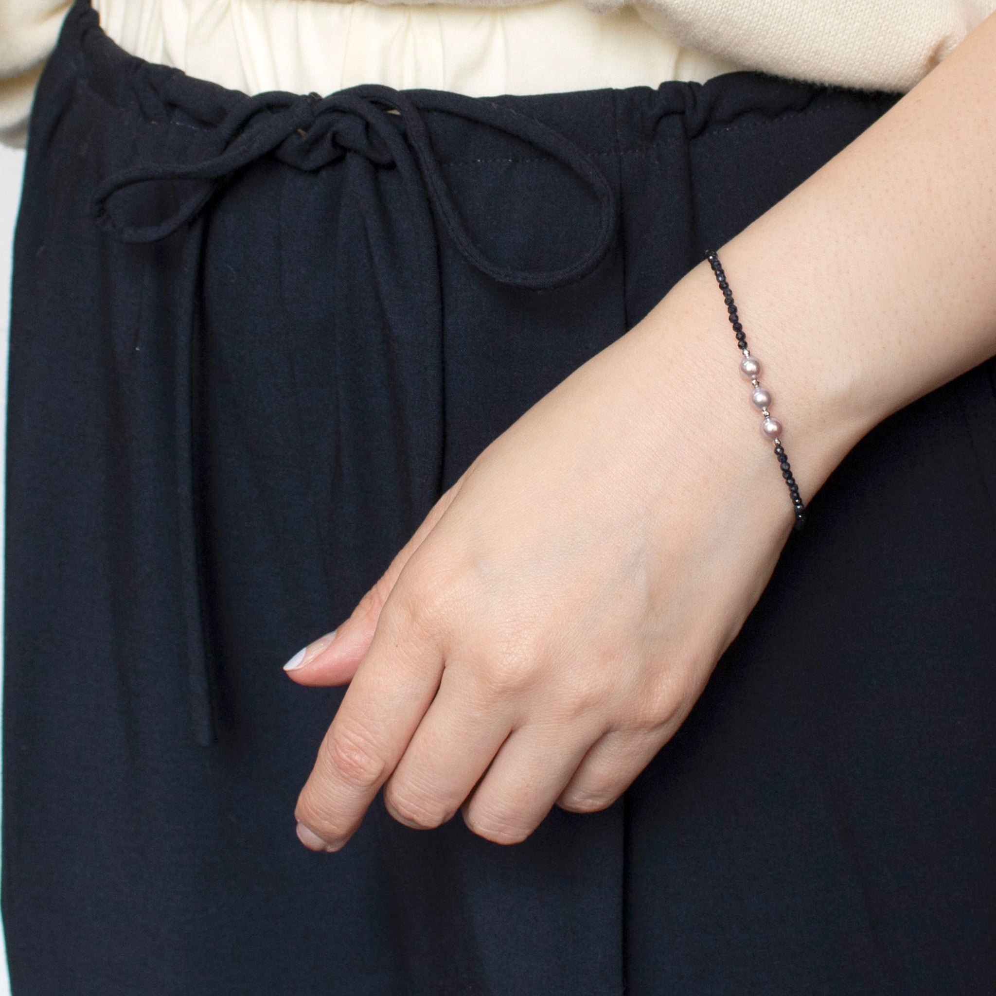 パール/サファイア プラチナブレスレット(アコヤ真珠/約5mm)《25T10225》